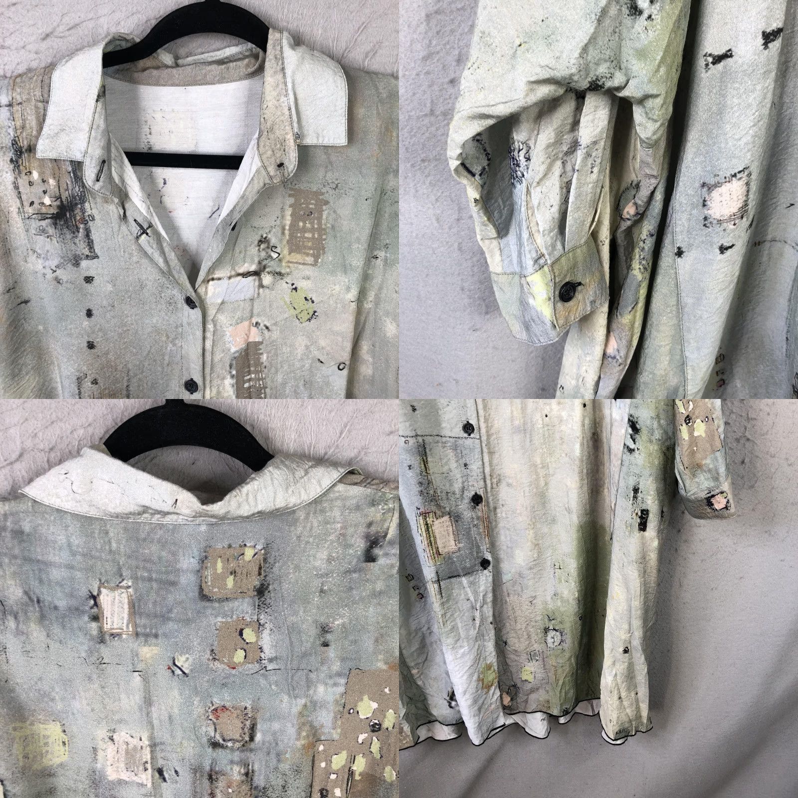 Vintage 3potato Shirt Dress Womens L/XL Green Abstract Art Oversized Boho Button Front Size L / US 10 / IT 46 - 8 Thumbnail