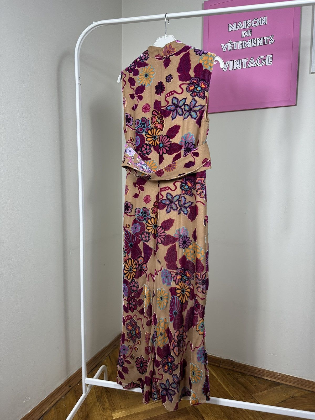 Marella Marella Vintage Midi Dress Beaded Embroidered Floral Kimono Size S / US 4 / IT 40 - 13 Thumbnail
