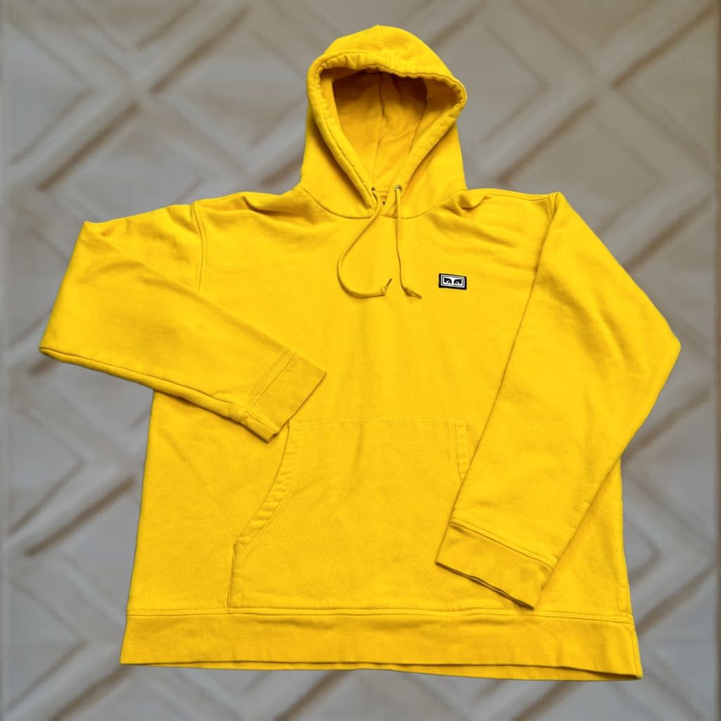 Obey Obey Worldwide Pullover Hoodie Sweatshirt Unisex Large Yellow Fleece Streetwear Size L / US 10 / IT 46 - 1 Thumbnail