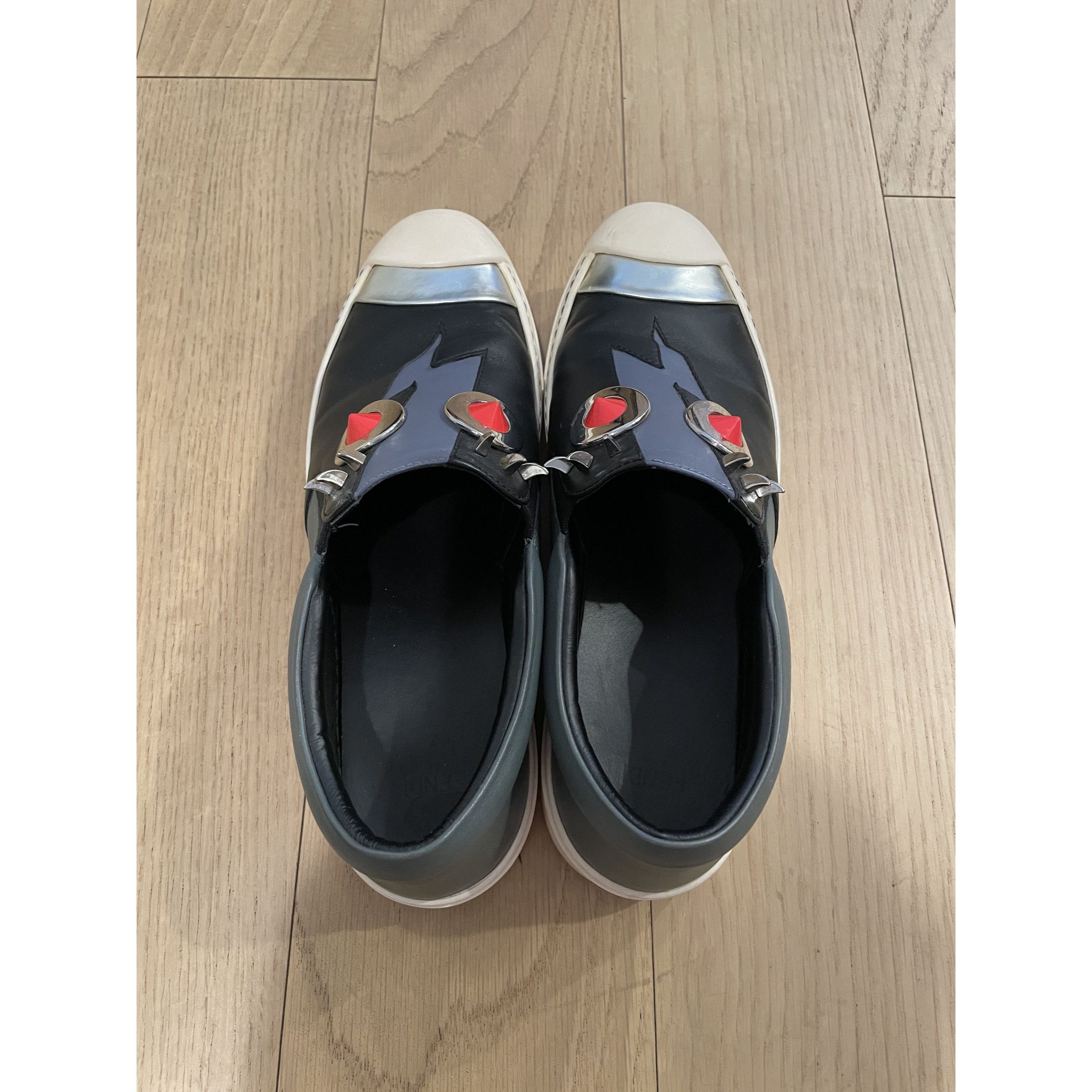 Fendi Fendi Black Leather Slip-On Sneakers With Lightning Bolt Des Size US 7 / EU 40 - 10 Thumbnail