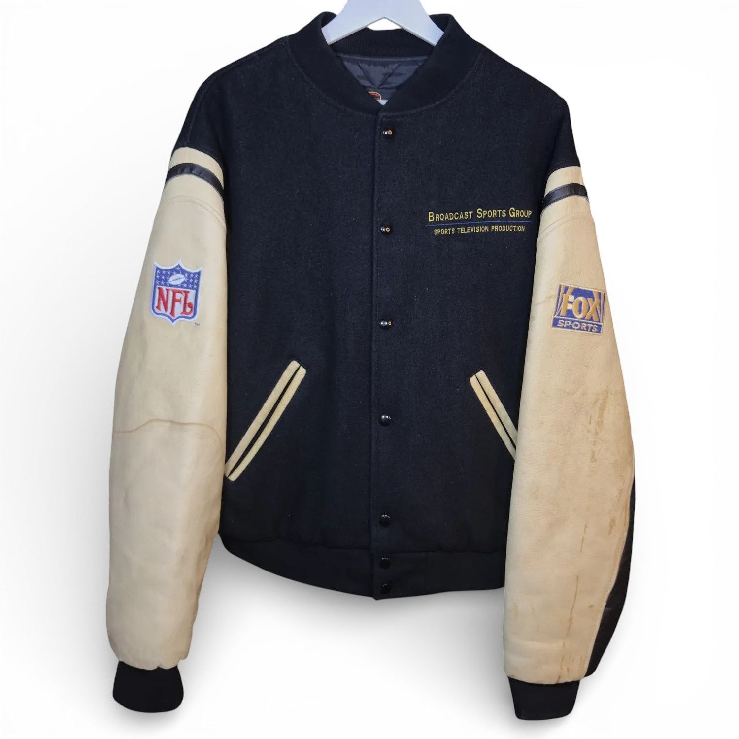 Vintage Vintage 90s NFL On Fox Wool And Leather Varsity Jacket Size US XL / EU 56 / 4 - 4 Thumbnail