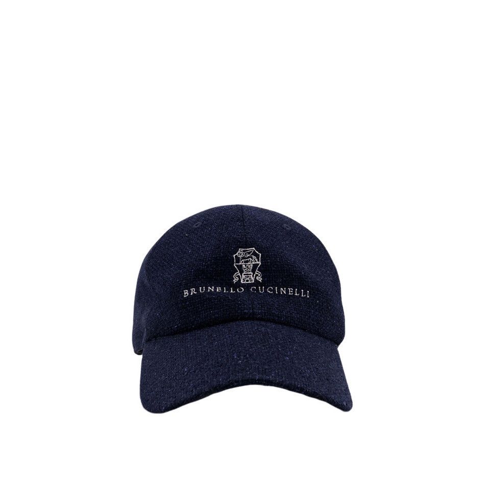 BRUNELLO CUCINELLI Navy Blue Silk/Linen/Wool Baseball Cap Ne