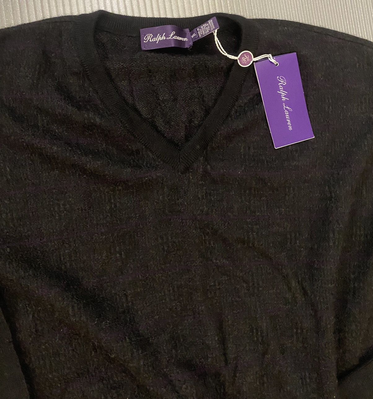 Ralph Lauren Purple Label RL Purple Label 🇮🇹 Black/Purple Check Cashmere V-neck XXL NWT Size US XXL / EU 58 / 5 - 9 Thumbnail