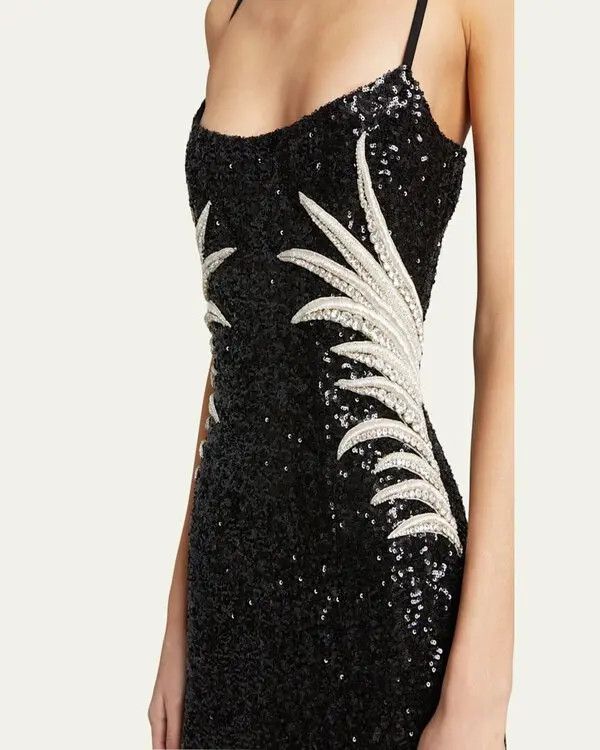 Balmain o1s1wg111025 Sequin Embroidered Palm Tree Gown in Black Size XS / US 0-2 / IT 36-38 - 3 Thumbnail