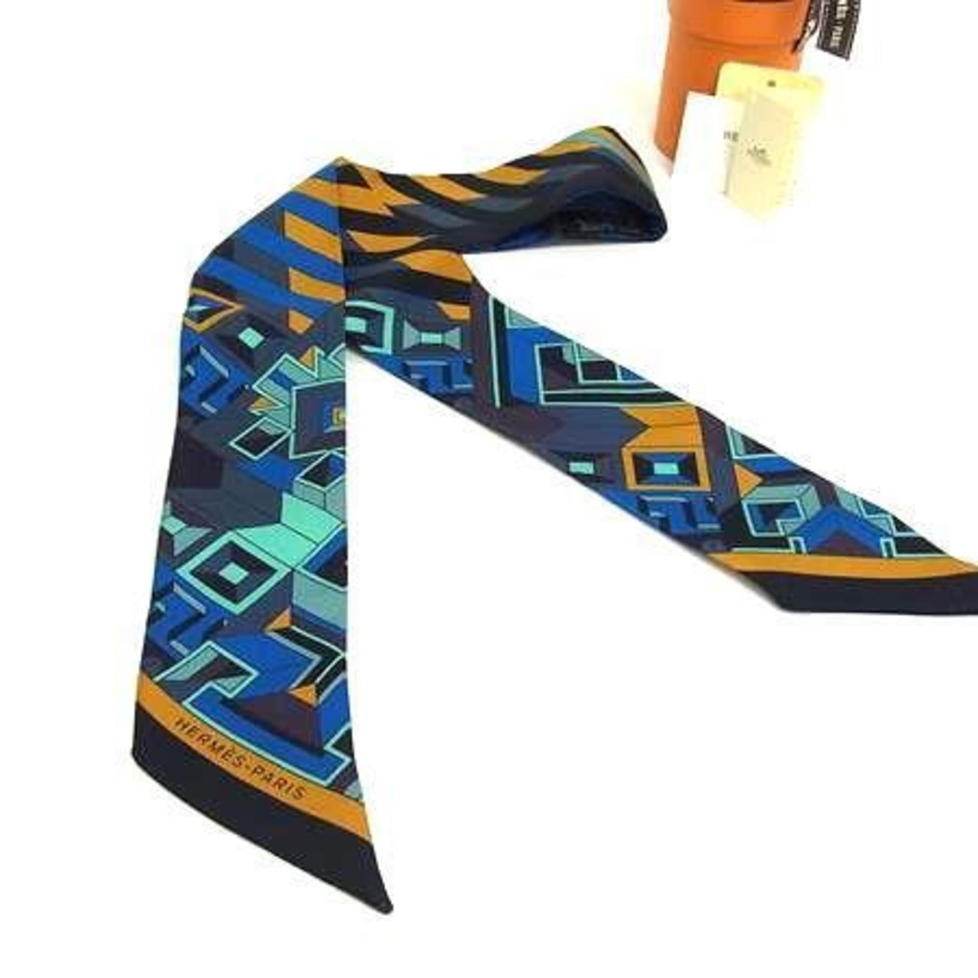 Hermes HERMES Ribbon Scarf, Twilly, 062881S02, Multicolor, Silk, Women's, LE FIL D'ARIANE, Ariadne's Thread Size ONE SIZE - 1 Thumbnail
