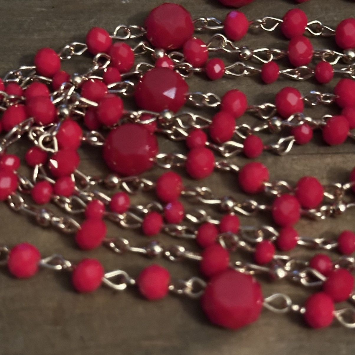 Other Long layered red glass bead chain necklace Size ONE SIZE - 3 Thumbnail