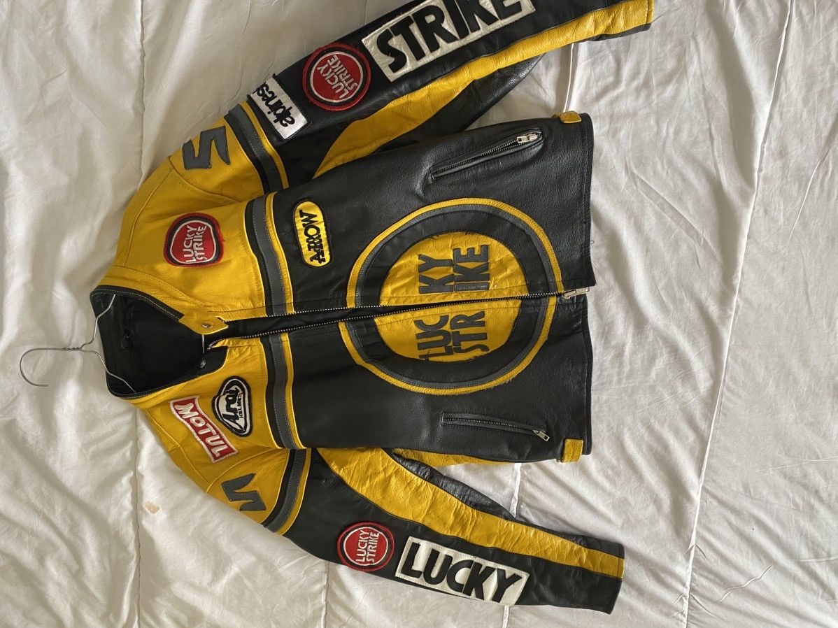 Other Lucky Strike Motorcycle Leather Jacket Black and Yellow Size US M / EU 48-50 / 2 - 2 Thumbnail