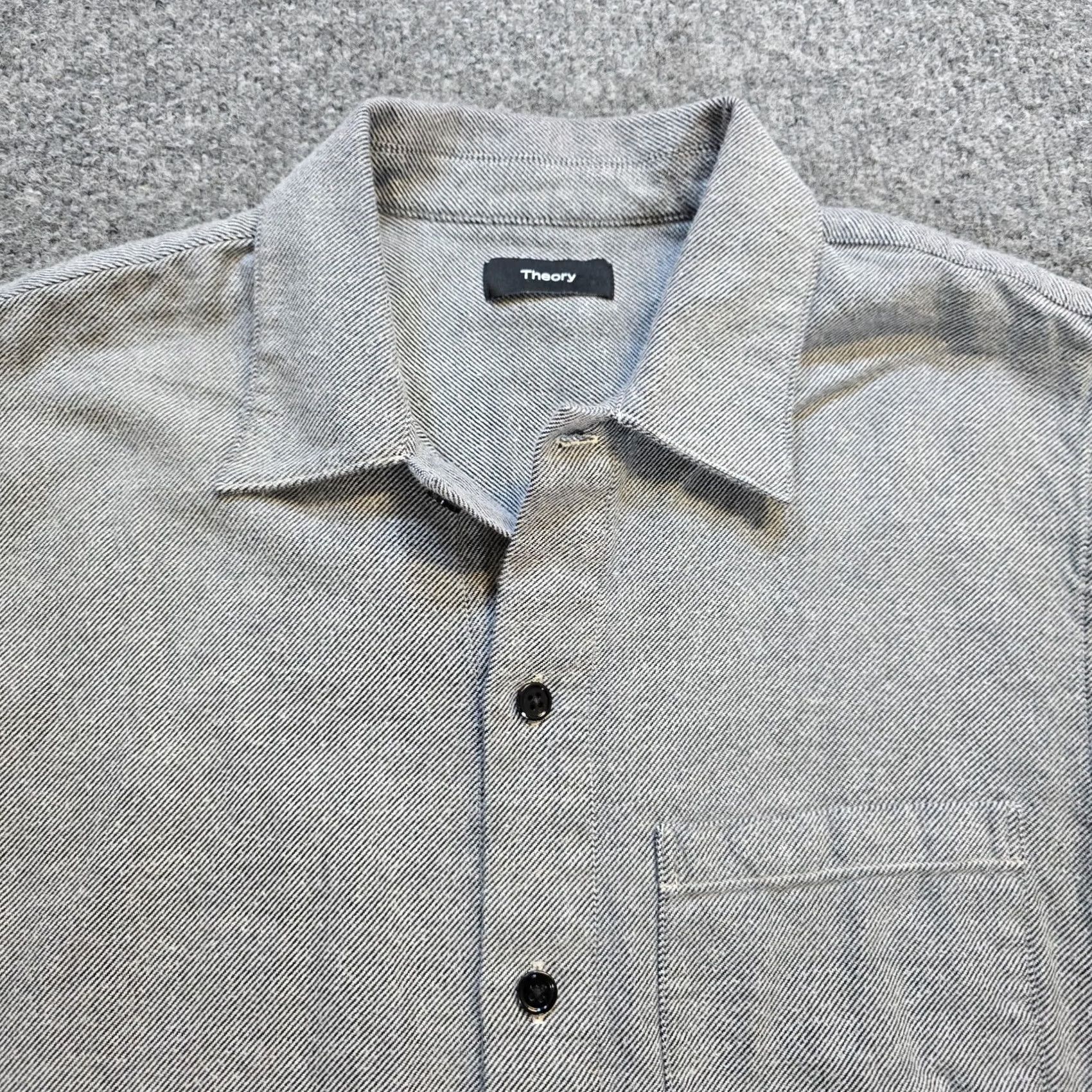 Theory Theory Shirt Men Small Gray Button-Front Long Sleeve Twill Flannel Casual Size US S / EU 44-46 / 1 - 2 Thumbnail