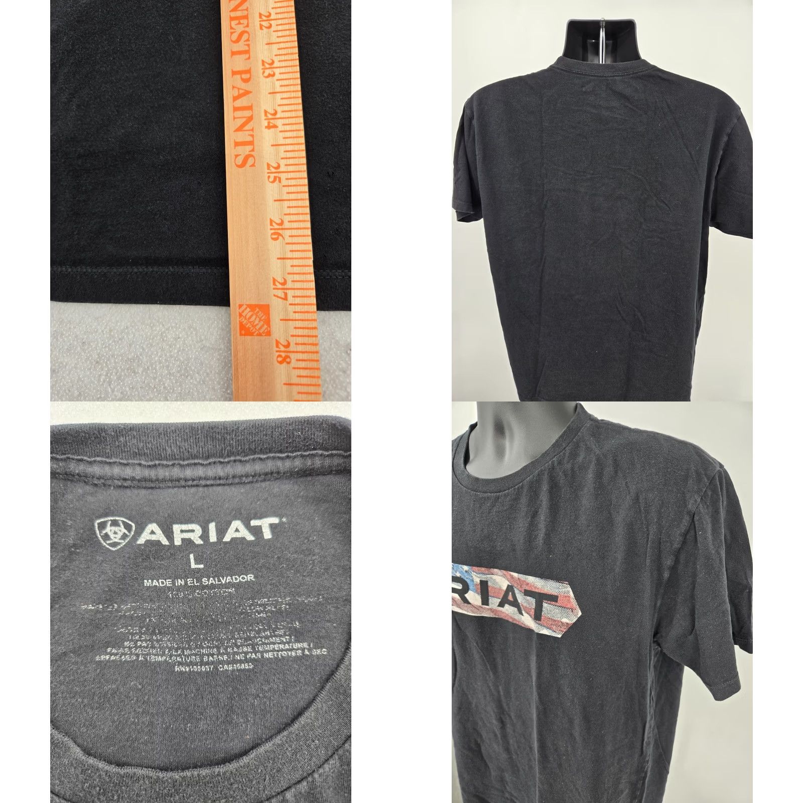 Ariat Ariat T-shirt Graphic Print US Flag Logo Short Sleeve Men L Black Crew Neck Shirt Size US L / EU 52-54 / 3 - 8 Thumbnail
