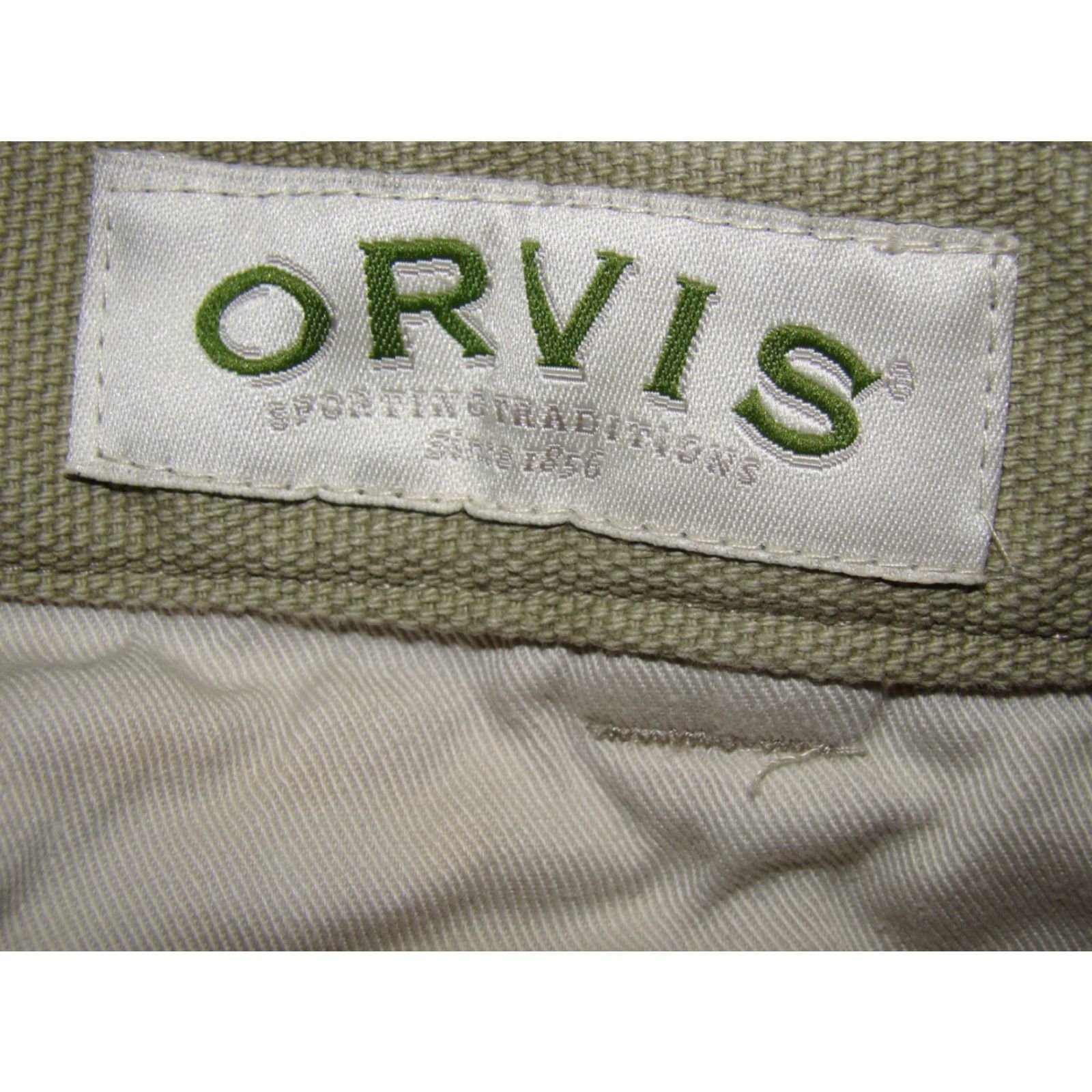 Orvis VINTAGE Orvis Mens Chino Pants Leather Trim Khaki Twill Field Hunting Fishing 42 Waist 42" Straight Leg Front Flat 33in Inseam Size US 42 / EU 58 - 5 Thumbnail