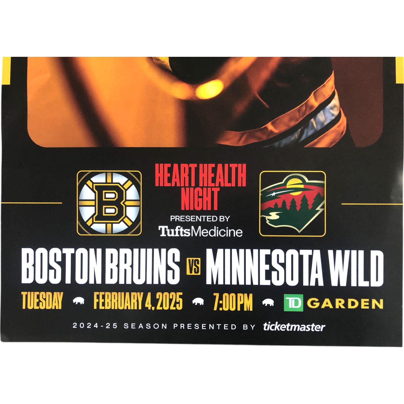 NHL Boston Bruins v Minnesota Wild 2/4/25 Gameday Roster Poster Size ONE SIZE - 3 Thumbnail