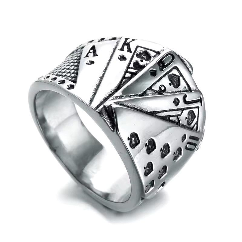 Other Poker Flush Playing Card Stainless Steel Ring Size ONE SIZE - 2 Thumbnail