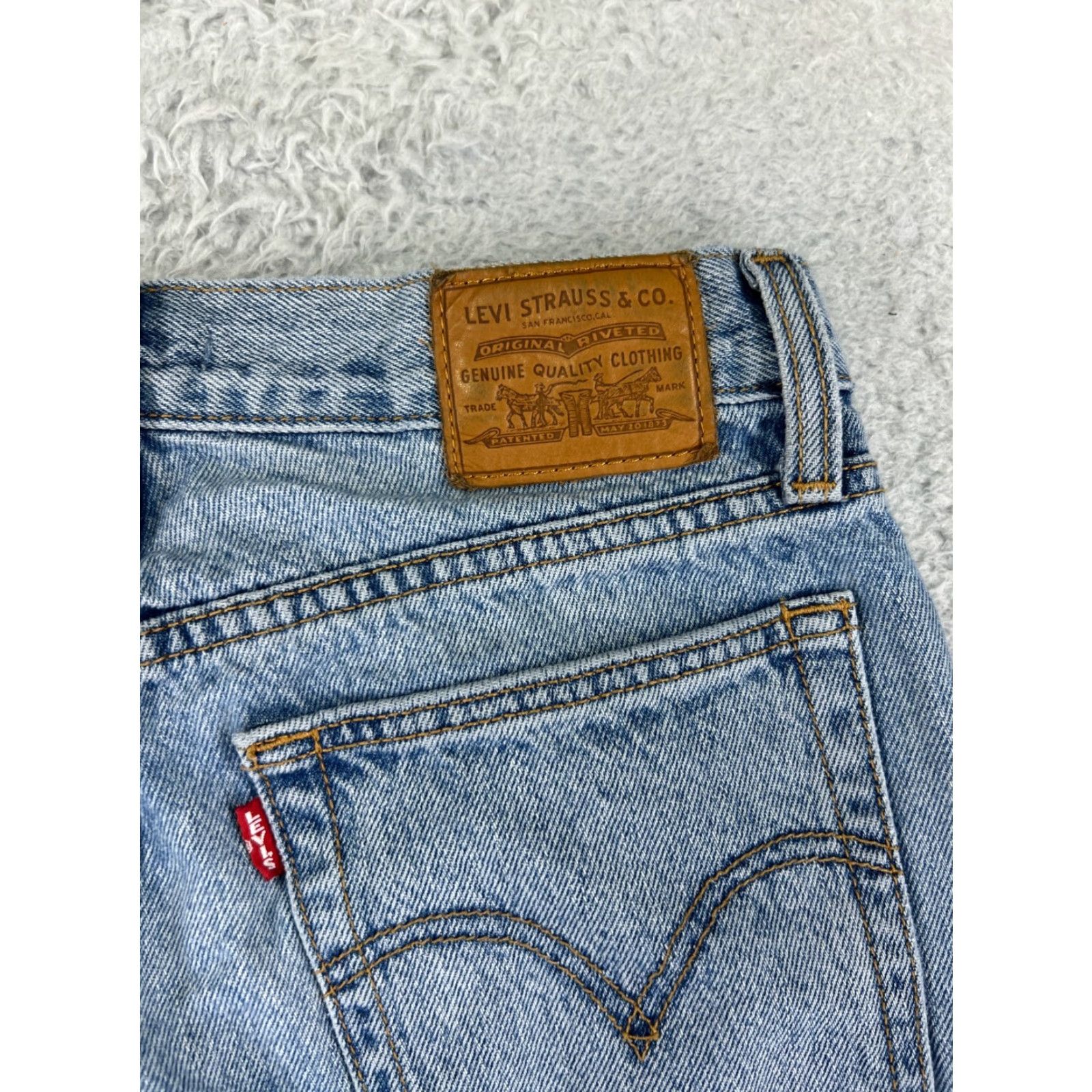 Levi's Levis Premium Jeans Womens 25 Blue Denim Tapered Wedgie Fit Levi's Wedgie Jeans 5-Pocket Distressed Button Fly Size 42" / US 20 - 5 Thumbnail