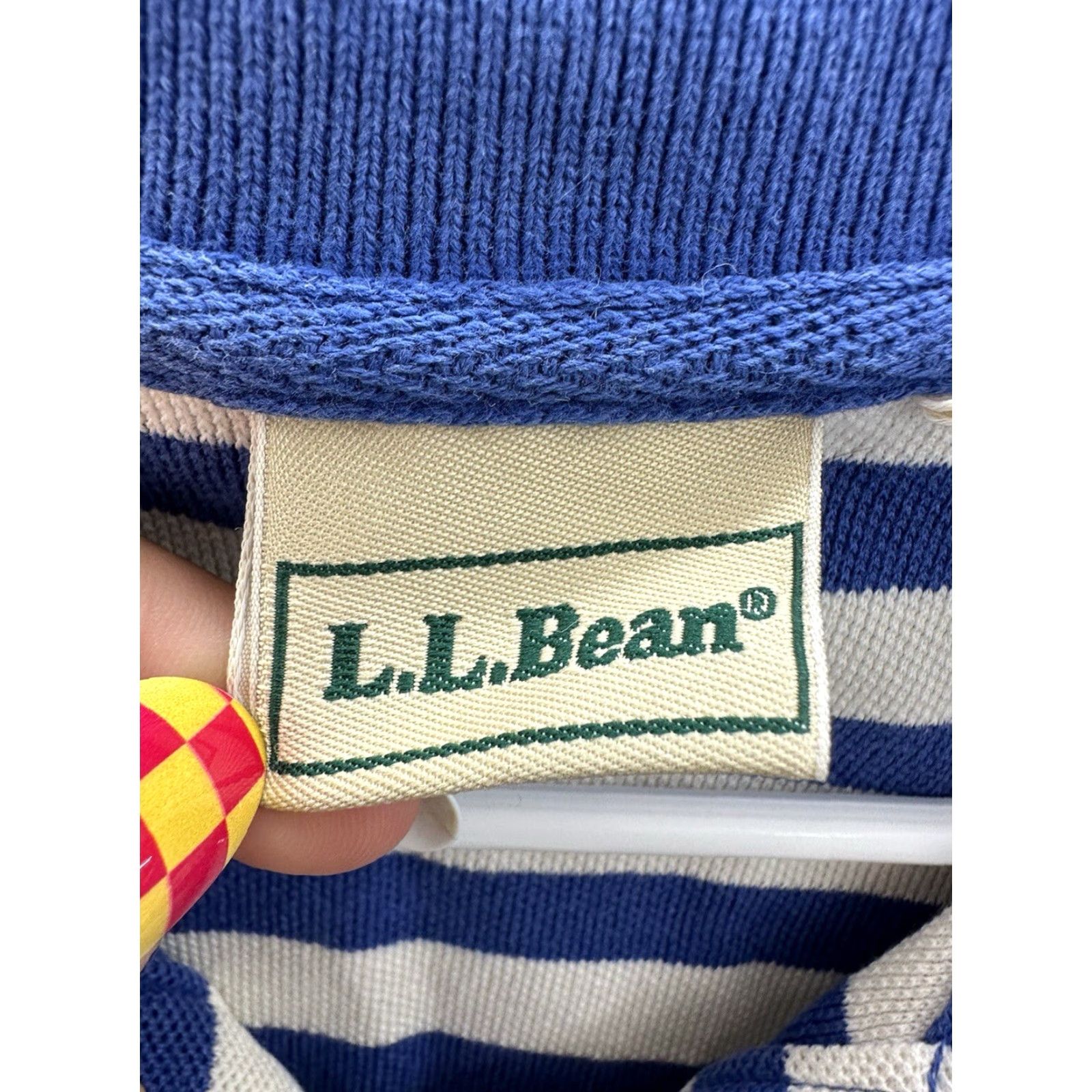 Vintage L.L. Bean Mens Polo Shirt Size XL Blue White Stripped Short Sleeve Collard VTG Size US XL / EU 56 / 4 - 6 Thumbnail
