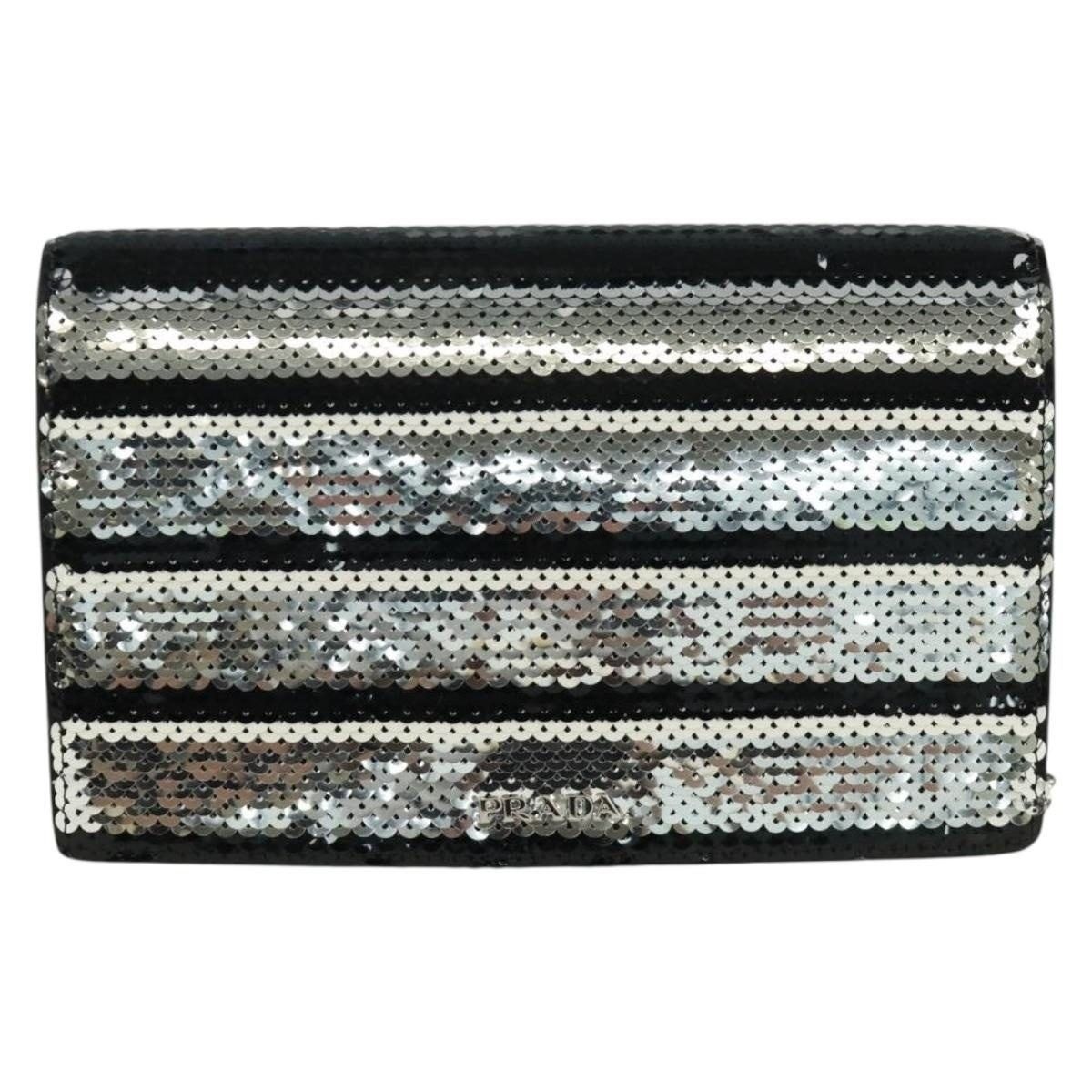 Prada Prada Chain Sequin Shoulder Bag Leather Black Size ONE SIZE - 3 Thumbnail