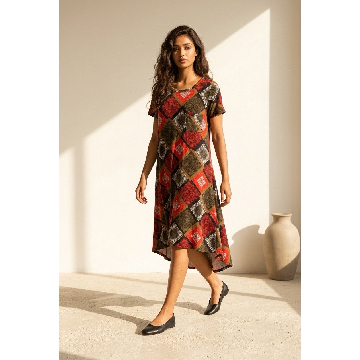 Other LuLaRoe Carly Dress US L Squares High-Low Swing Midi Pocket Size L / US 10 / IT 46 - 1 Thumbnail