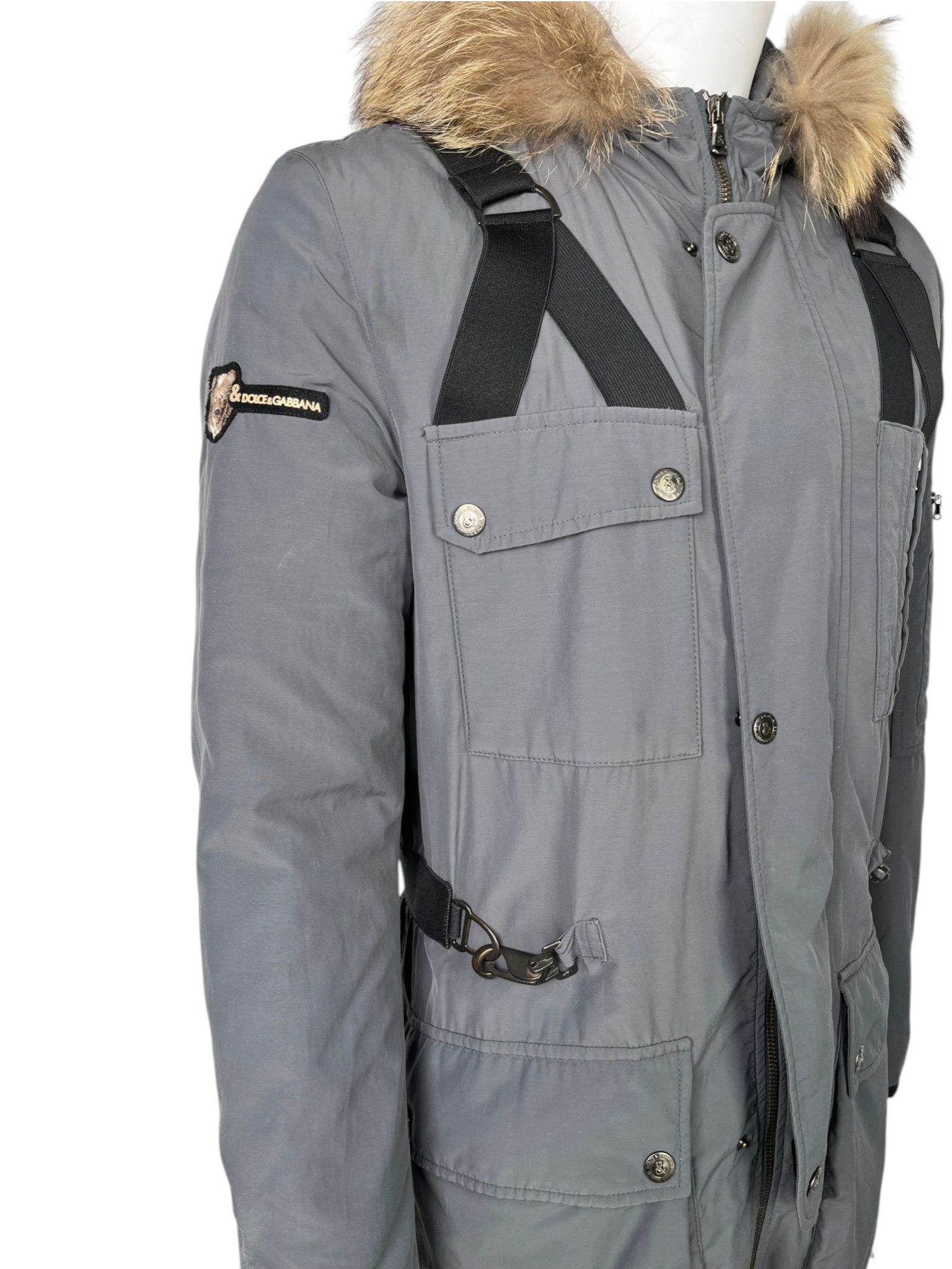 Dolce & Gabbana A/W 2003 Bondage Grey Technical Parka with Fur-Trimmed Hood Size US M / EU 48-50 / 2 - 8 Thumbnail