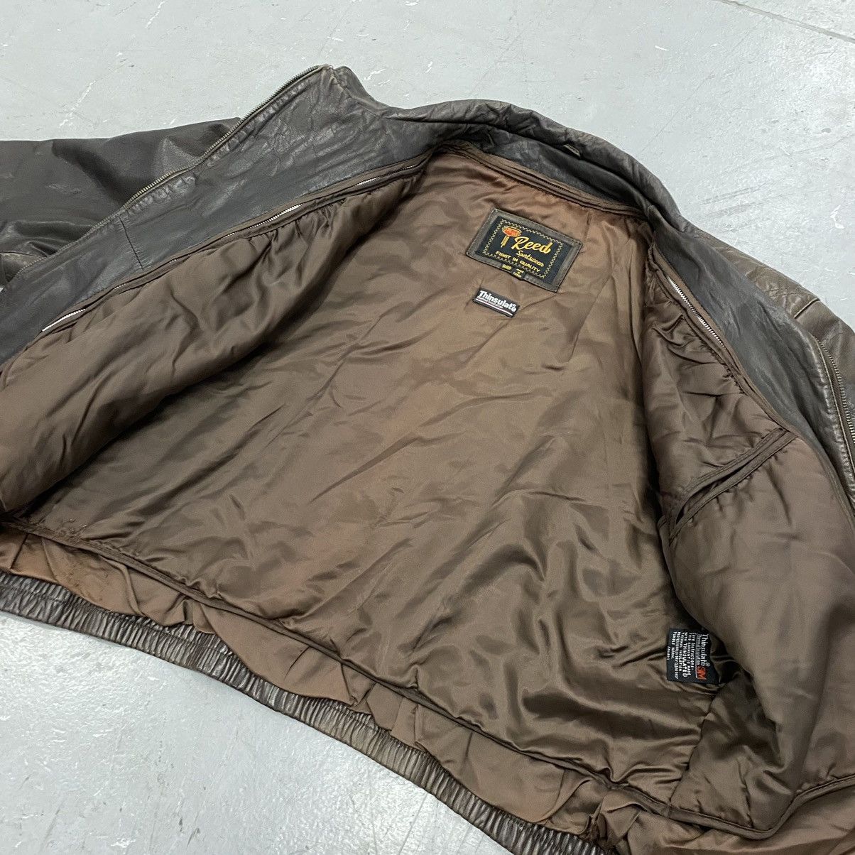 Reed × Vintage Vtg 80s 90s Reed Sportswear Brown Leather Jacket Moto Biker Size US XL / EU 56 / 4 - 7 Thumbnail