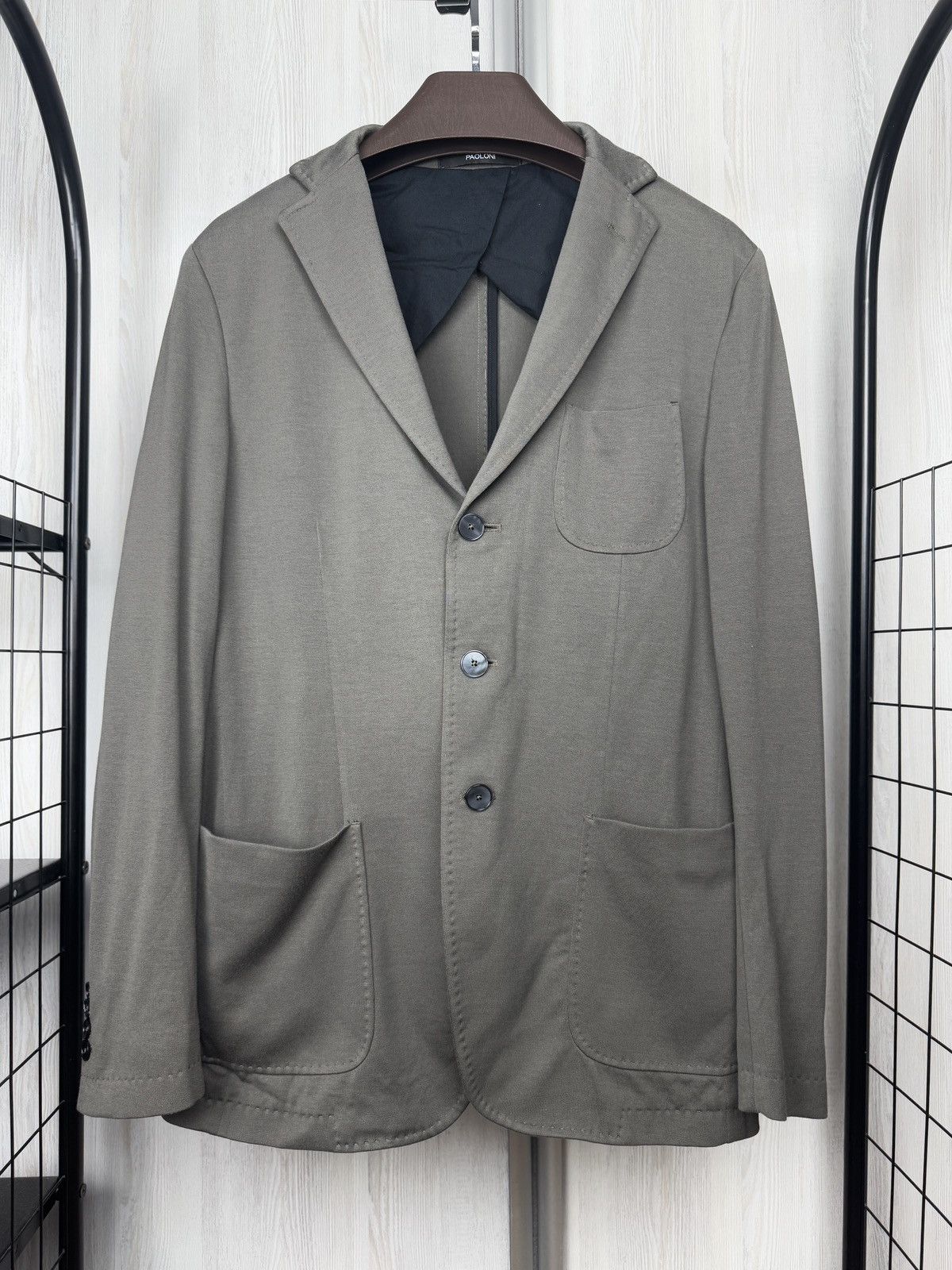 Paoloni Paoloni grey cotton unlined lightweight blazer Size 42R - 2 Thumbnail