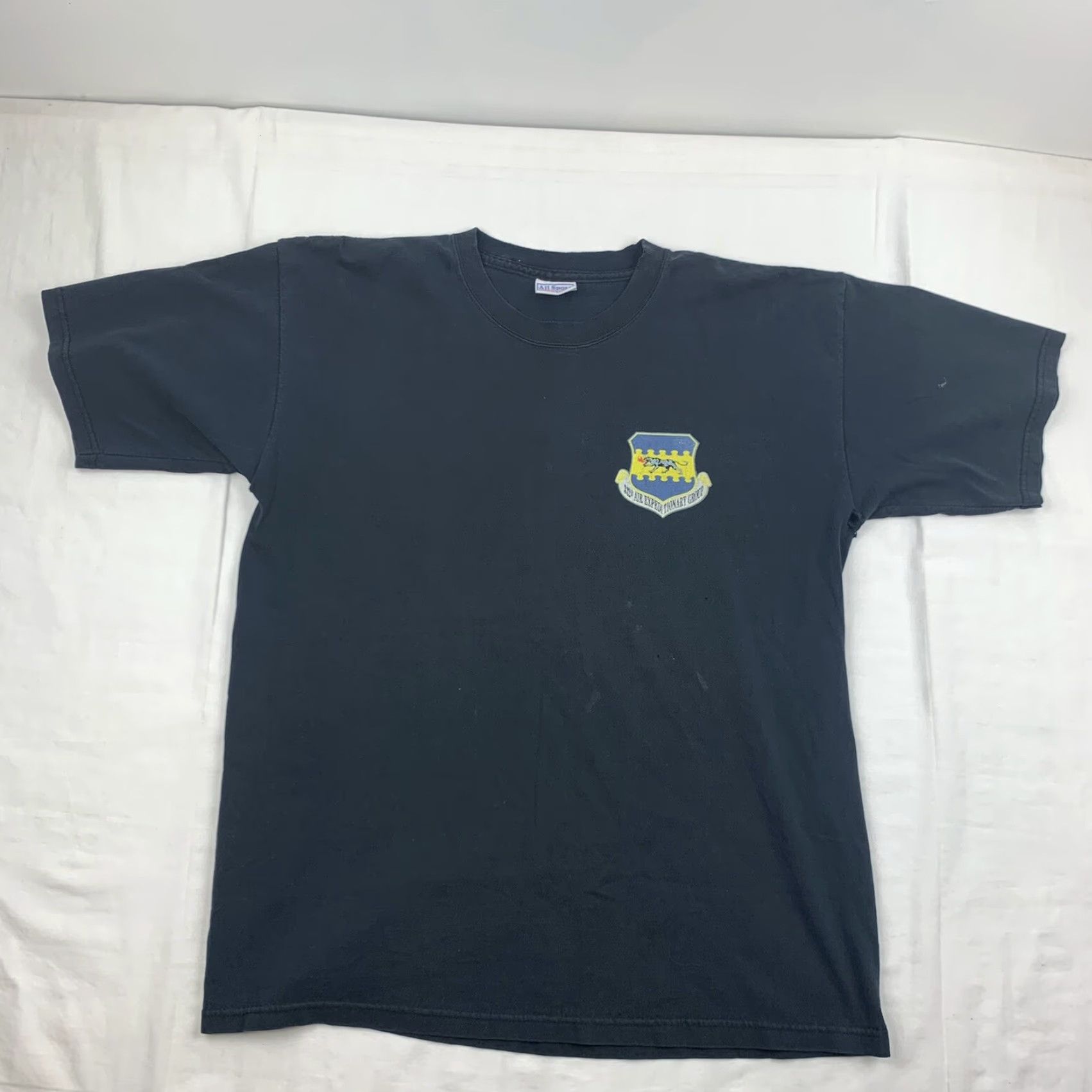 Vintage VINTAGE All Sport T-Shirt Shirt Men L Black 90s Military 332nd Air Expeditionary Group Al Jaber Kuwait Size US L / EU 52-54 / 3 - 4 Thumbnail