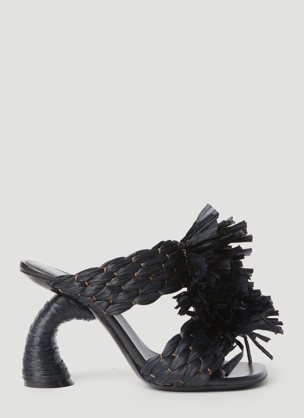 image of Dries Van Noten Woven Raffia Heel Shoeses Shoes in Black, Women's (Size 6)