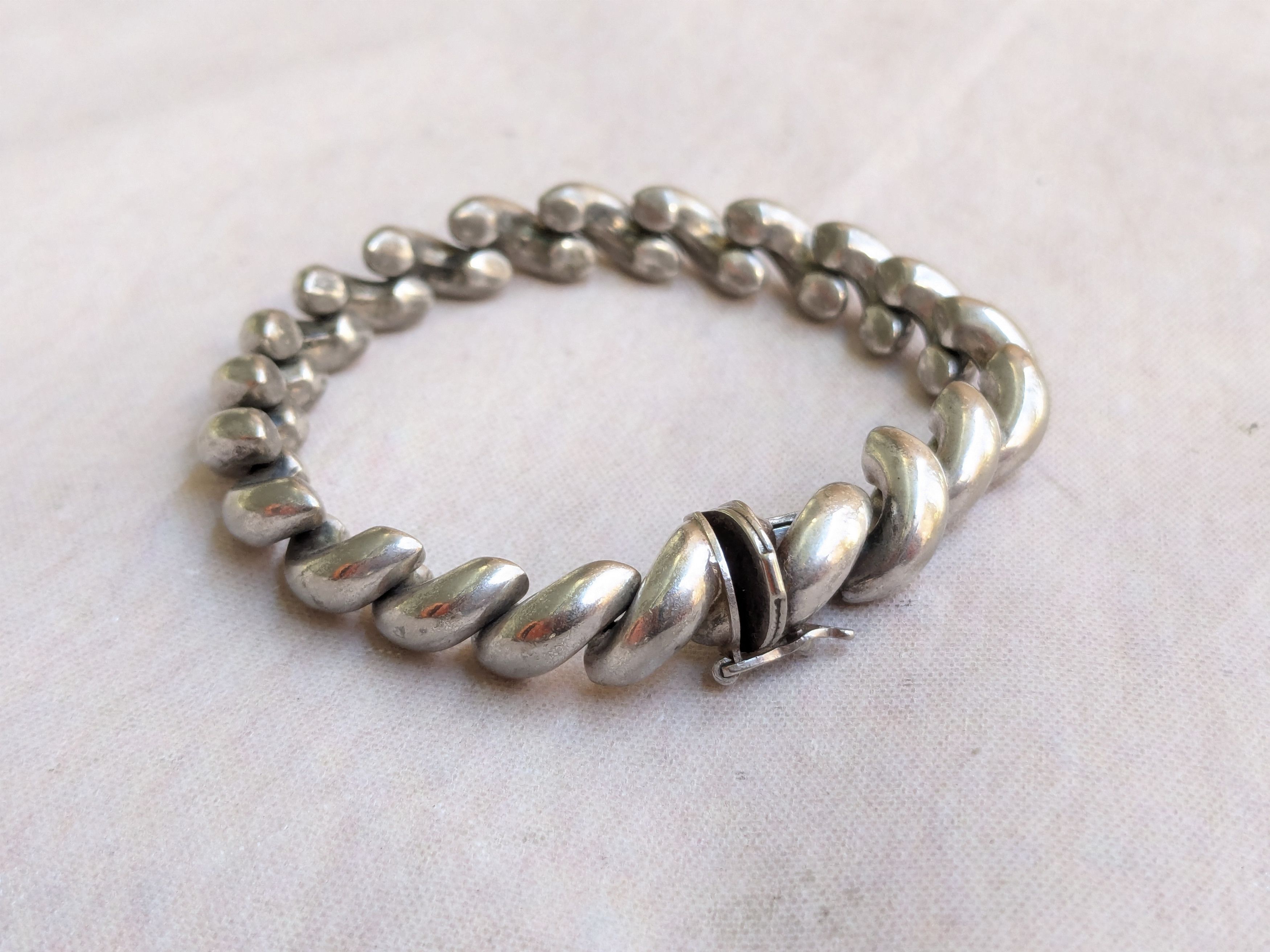 Vintage Vintage Sterling Silver Bracelet San Marcos Macaroni 7 Size ONE SIZE - 1 Thumbnail