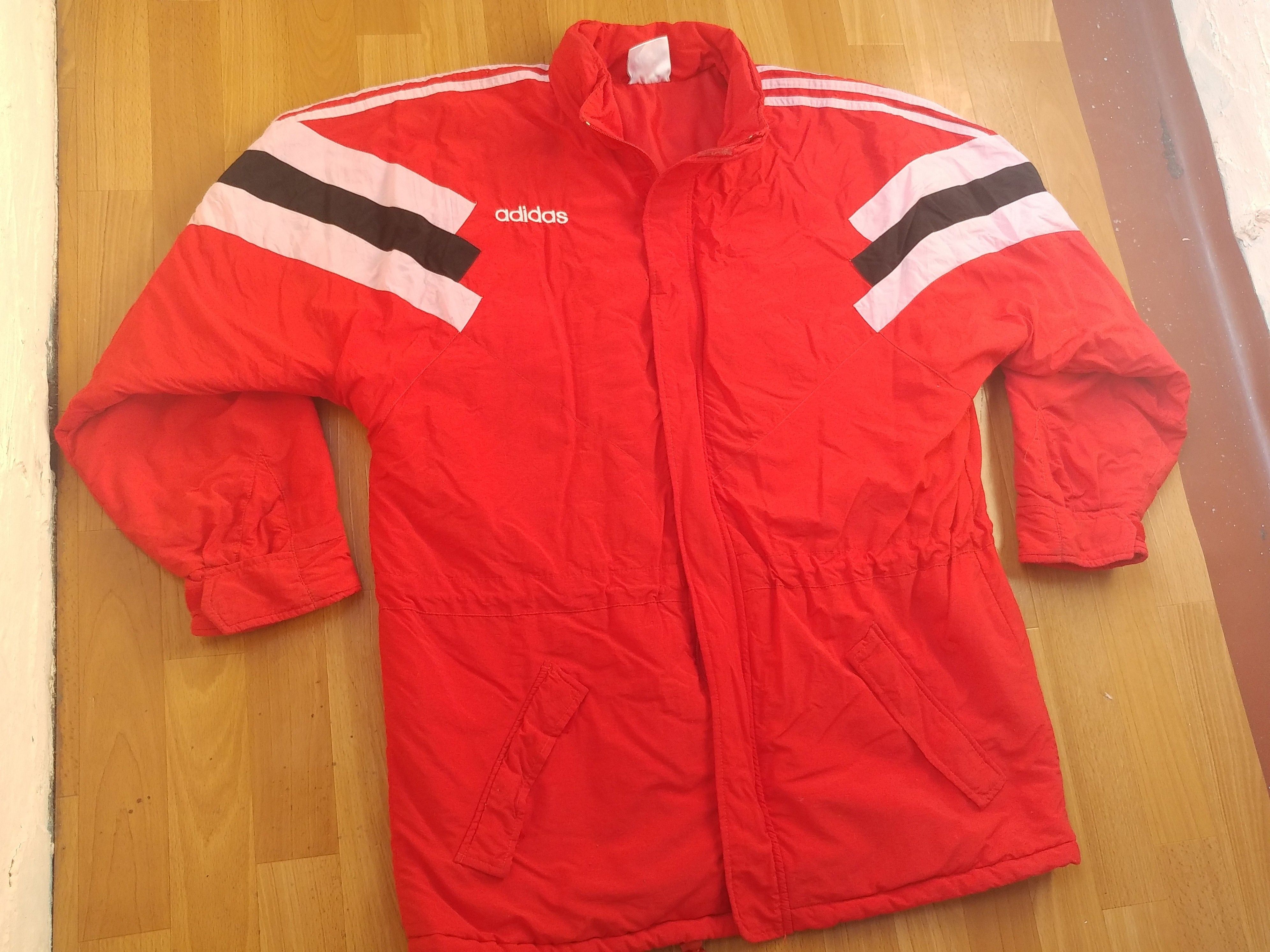 Adidas × Vintage ADIDAS jacket, red vintage hip hop 90s windbreaker size L Size US L / EU 52-54 / 3 - 4 Thumbnail