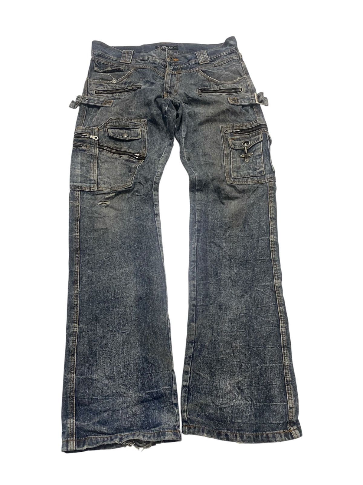 In The Attic Mud Washed Distressed Bondage Punk Denim