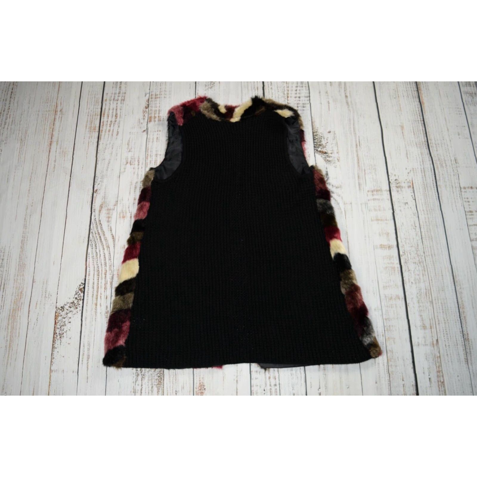 Vintage JOSEPH A WOMENS VEST SZ L OPEN FRONT FAUX FUR WINE CHEVRON LARGE SILK CARDIGAN Size L / US 10 / IT 46 - 7 Thumbnail