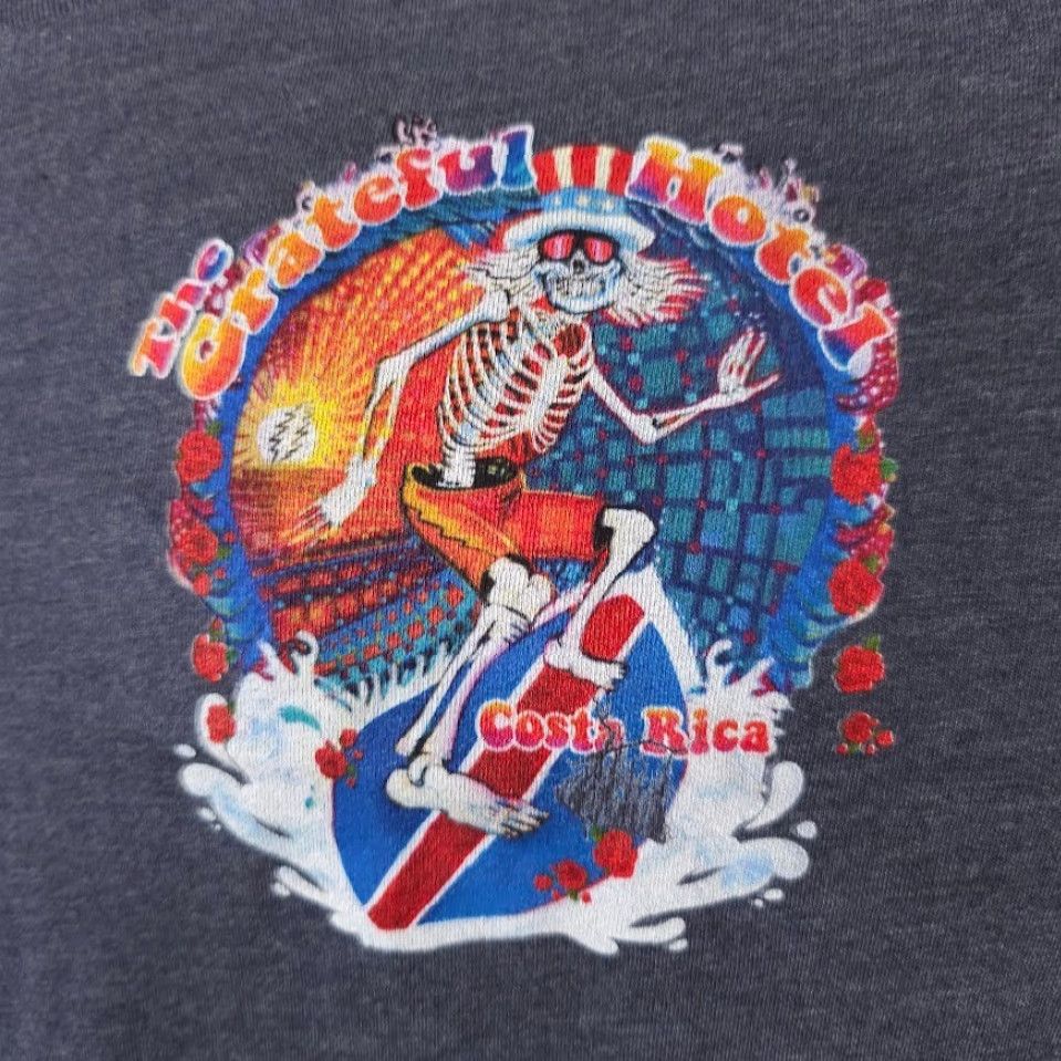 VINTAGE Grateful Hotel T Shirt Mens Gray Costa Rica Skeleton Dead Surfing Bella + Canvas M