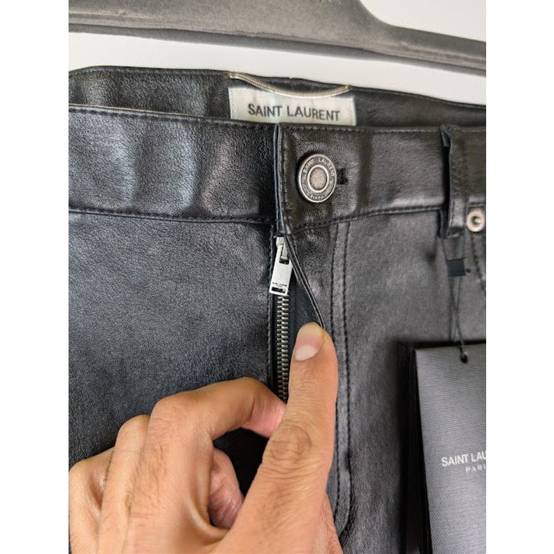 Saint Laurent Paris o1rshd1 Agora Stretch Skinny 5-Pocket Leather Pants in Black Size US 38 / EU 54 - 7 Thumbnail