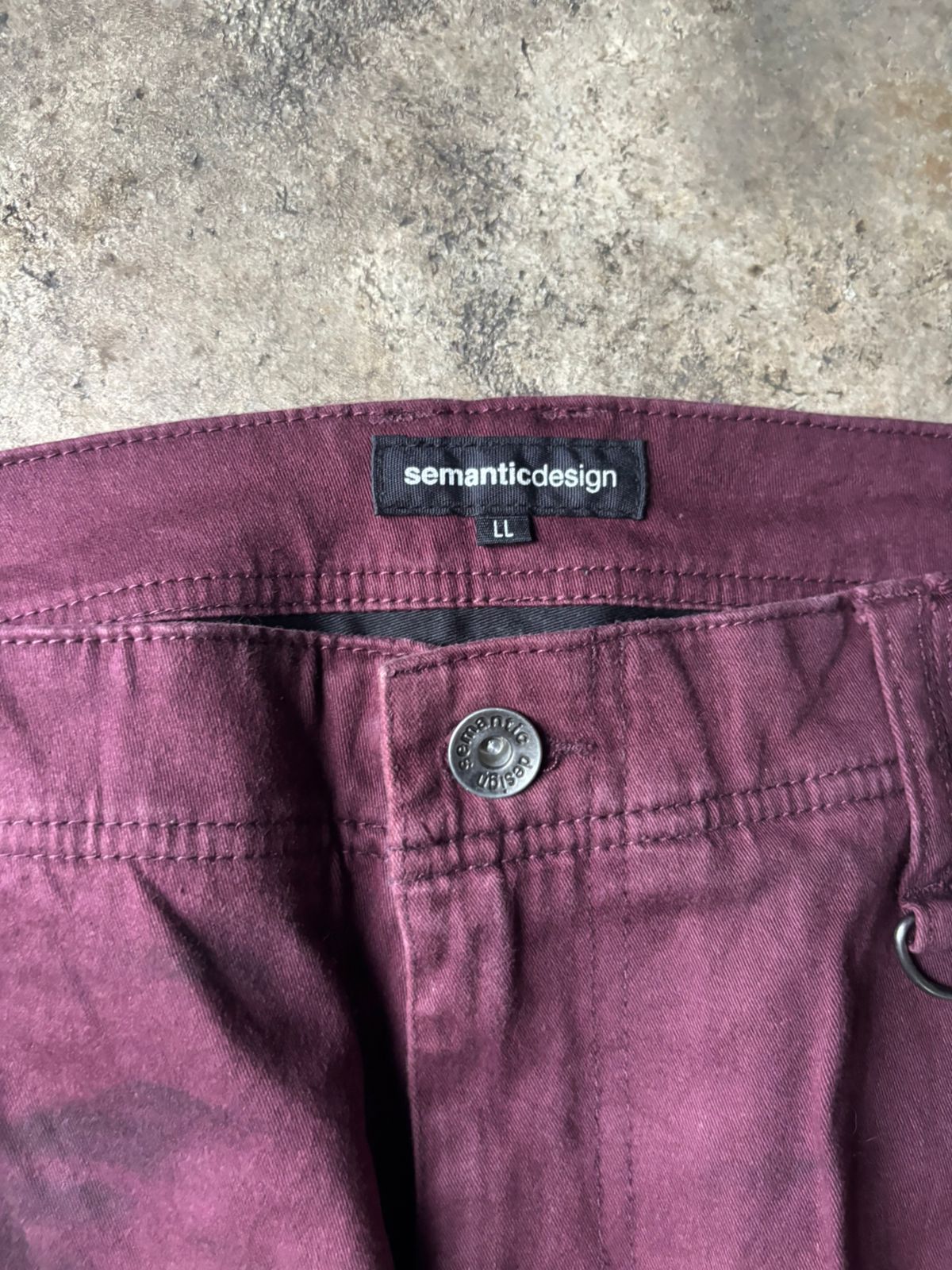Japanese Brand 2000s Semantic Design Japan Red Wine Washed Cargo Pants Size US 37 - 5 Thumbnail