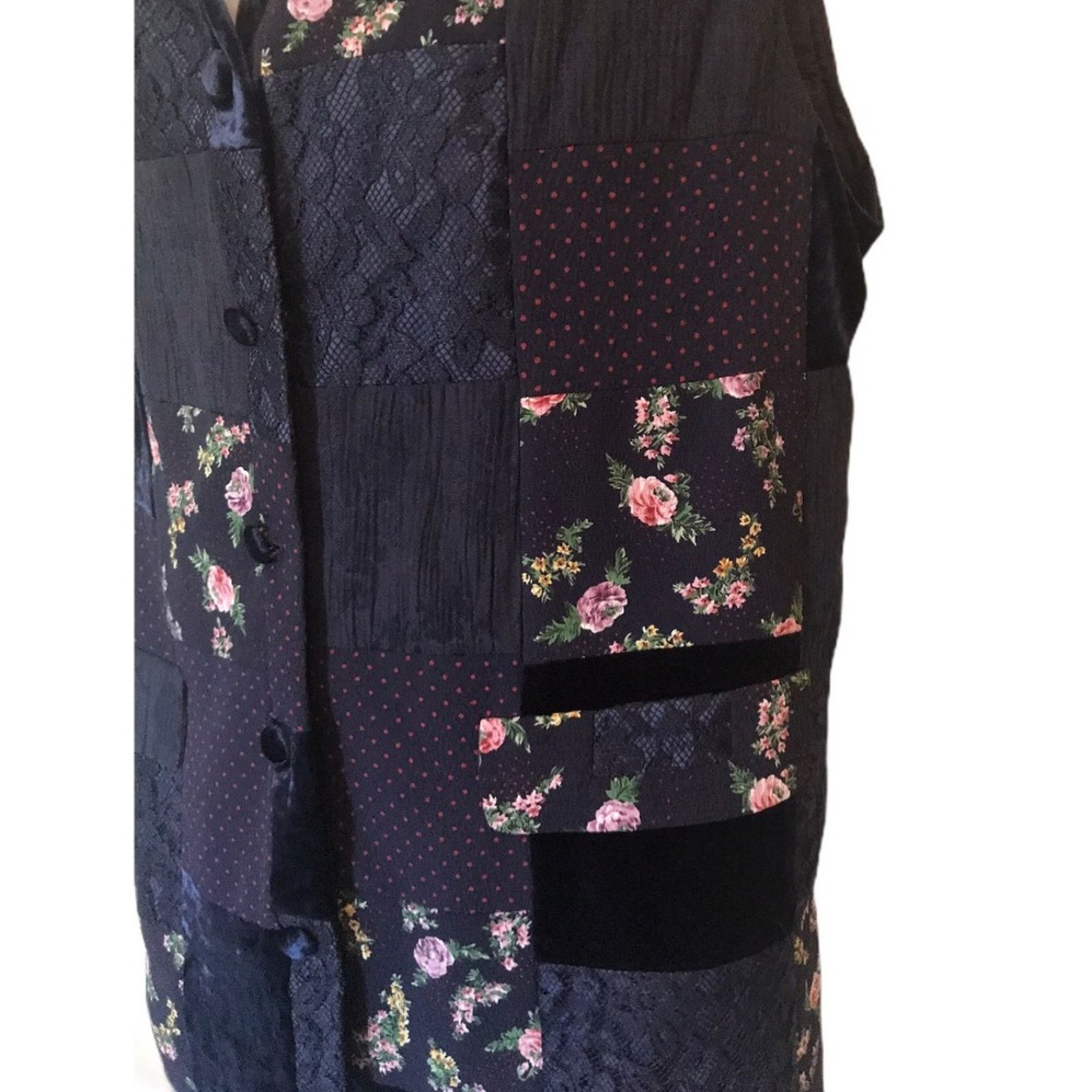 Vintage VTG Susan Bristol Patchwork Hobo Chic Vest Size S / US 4 / IT 40 - 3 Thumbnail