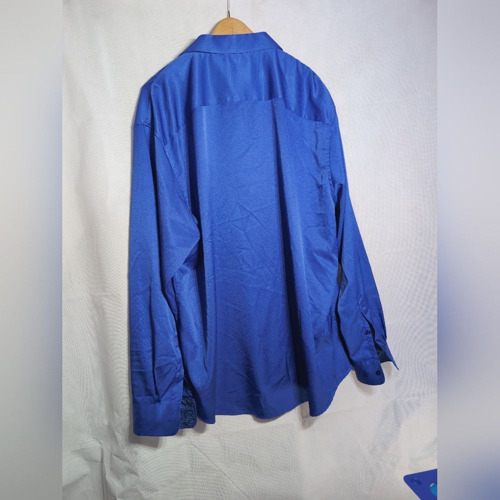 Vintage Flex Men's Luxury Collection sz 3XL Blue Satin Shirt Size US XXL / EU 58 / 5 - 4 Thumbnail