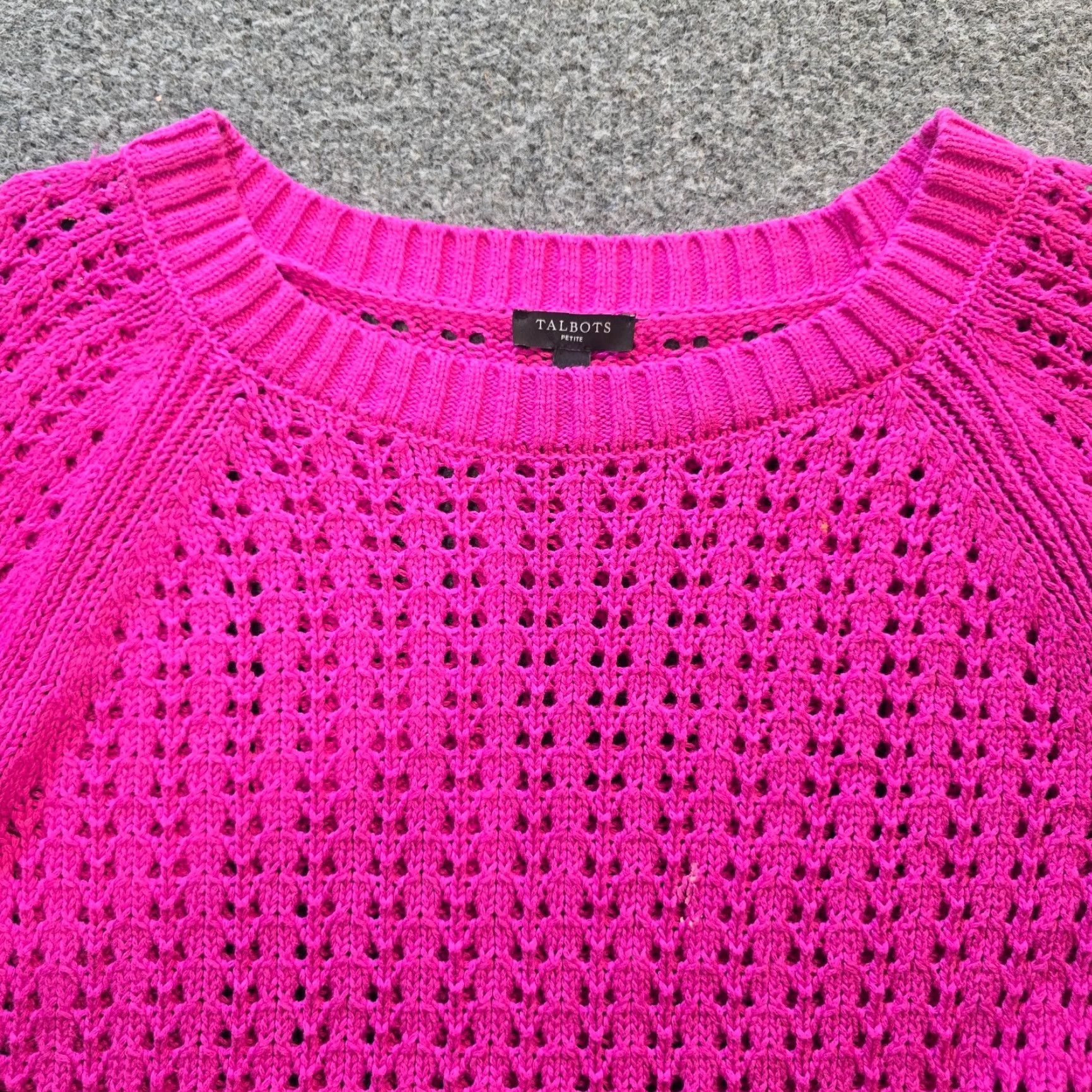 Talbots Talbots Sweater Women Large Petite Hot Pink Open Knit Long Sleeve Casual Capsule Size L / US 10 / IT 46 - 2 Thumbnail