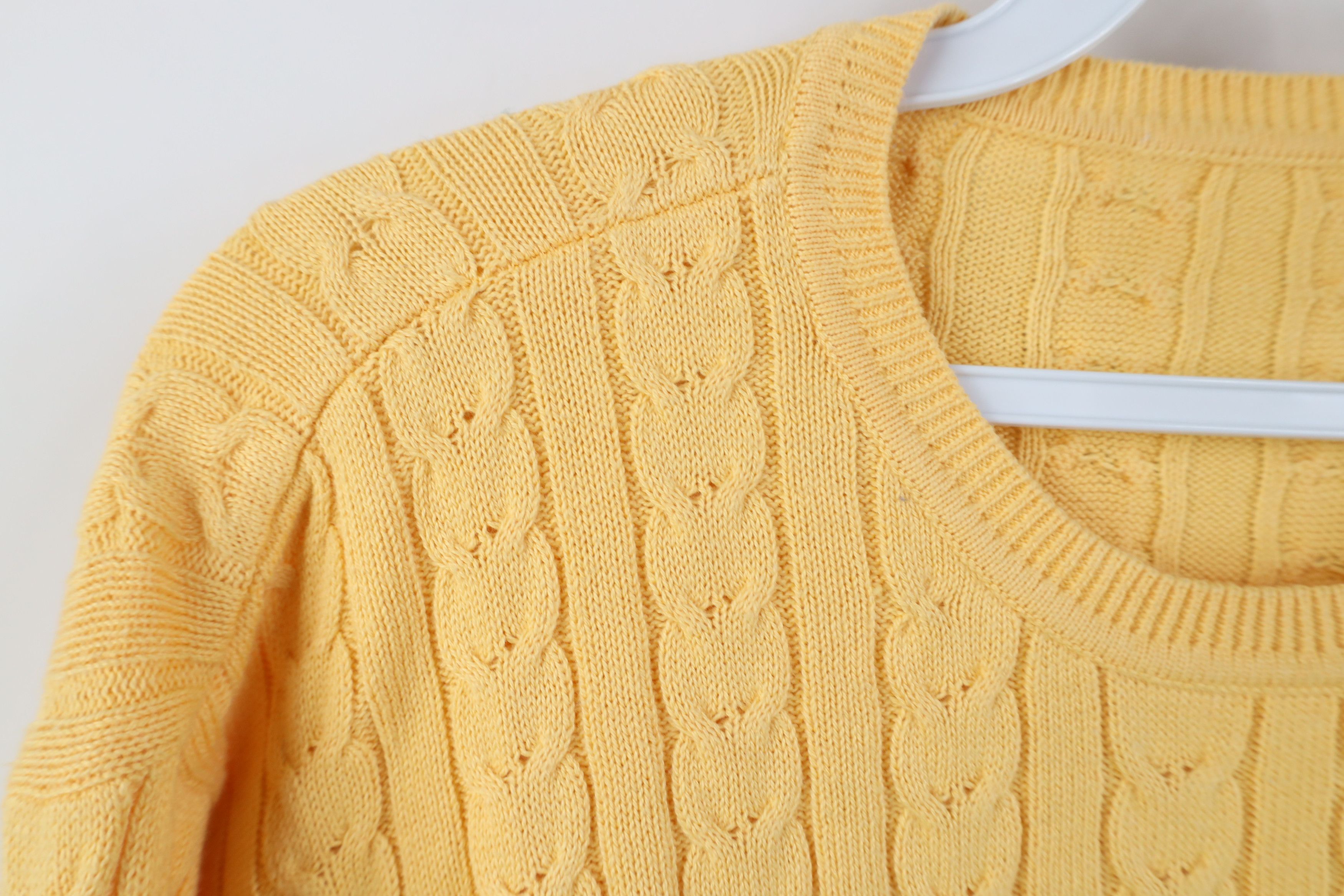 Vintage Vintage 90s Streetwear Chunky Cable Knit Sweater Yellow Size US M / EU 48-50 / 2 - 5 Thumbnail