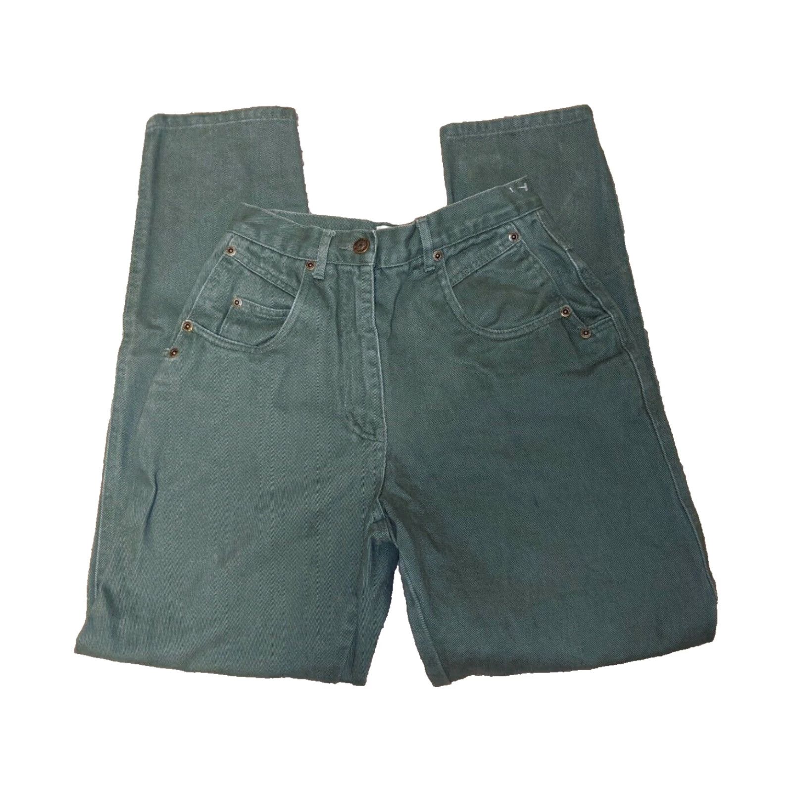 Vintage VINTAGE Christopher & Banks High Rise Tapered Leg Khaki Green Denim Mom Jeans 24" 0P Women Jeans 90s Boys? Size 25" / US 0 / IT 36 - 3 Thumbnail