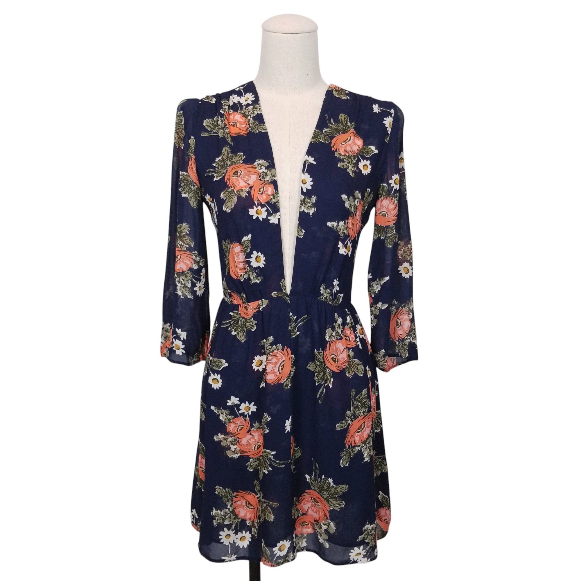 Deep V Front Floral Dress