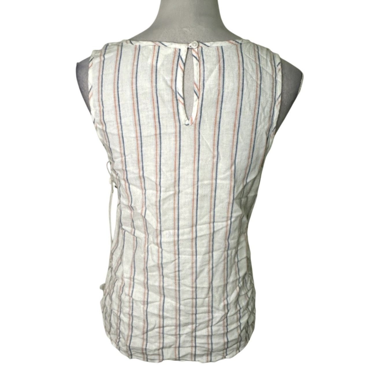 Other Caslon Blouse Sleeveless Button Striped White/Multi XS NWT Size XS / US 0-2 / IT 36-38 - 4 Thumbnail