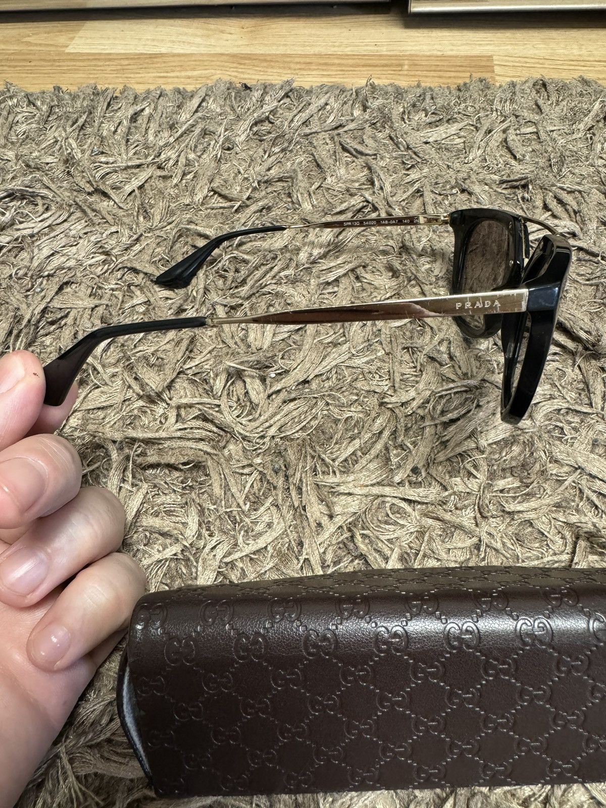 Prada Prada SPR 13Q 5420 sunglasses Gold / Black Size ONE SIZE - 5 Thumbnail