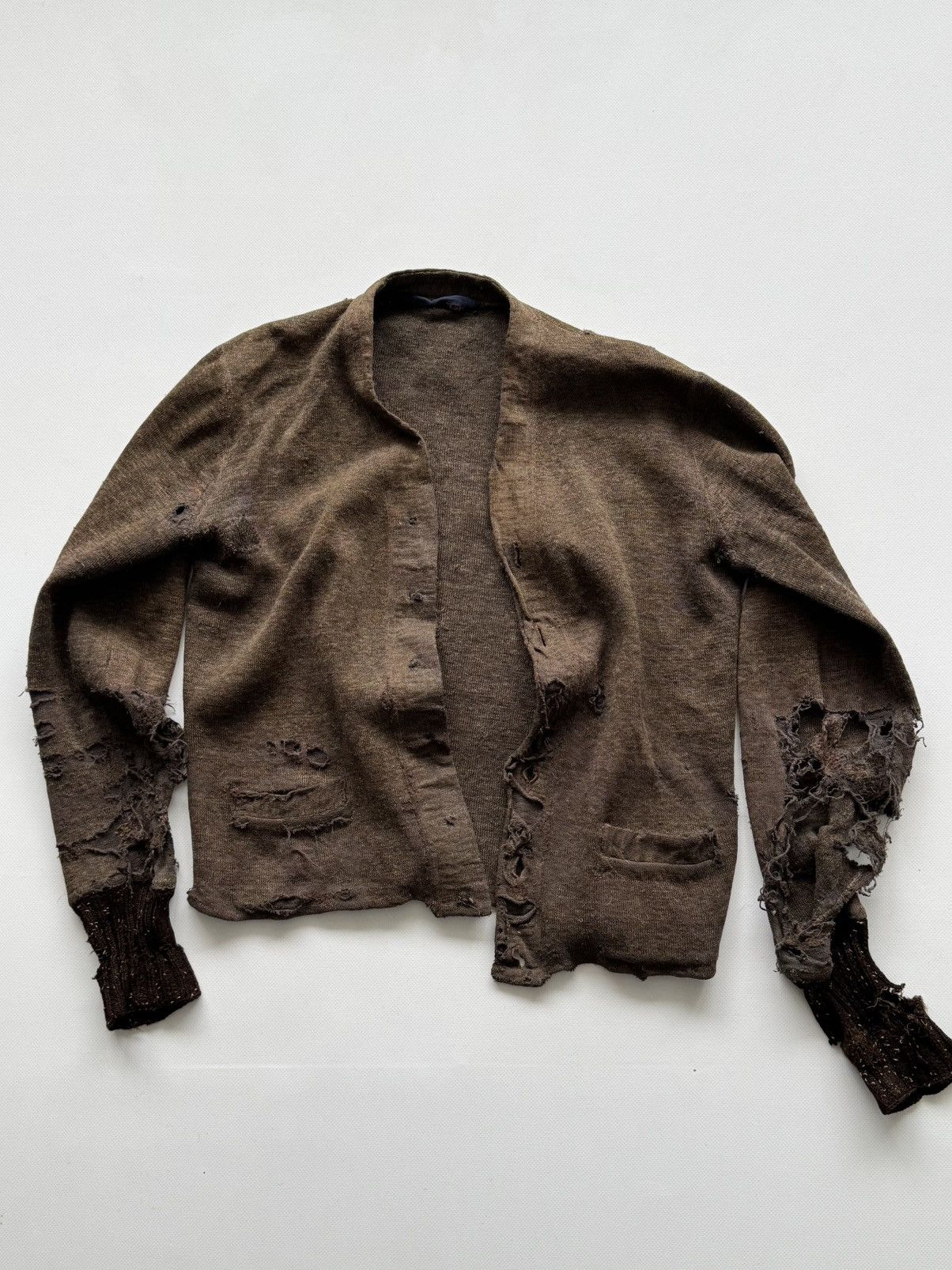 Vintage 1930s German Thrashed Avant Garde Wool Knit Cardigan Size US M / EU 48-50 / 2 - 1 Thumbnail