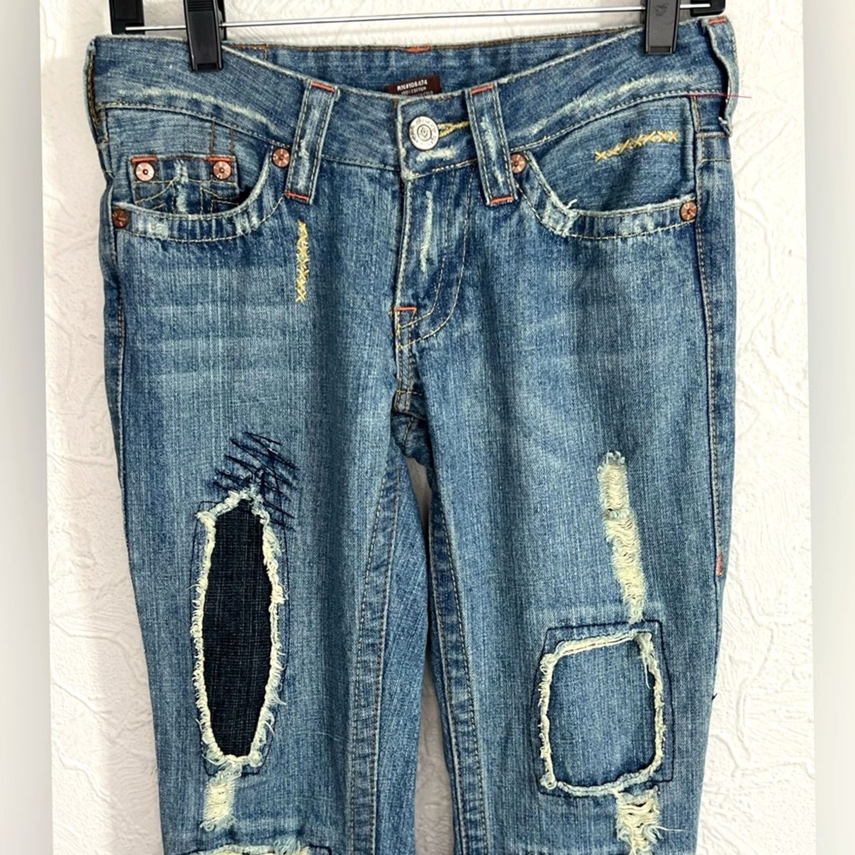 True Religion VINTAGE True Religion Jeans Flared Patchwork Y2k Low 28X32 26 BLUE Women Womens Jeans Flare 90s Size 26" / US 2 / IT 38 - 4 Thumbnail
