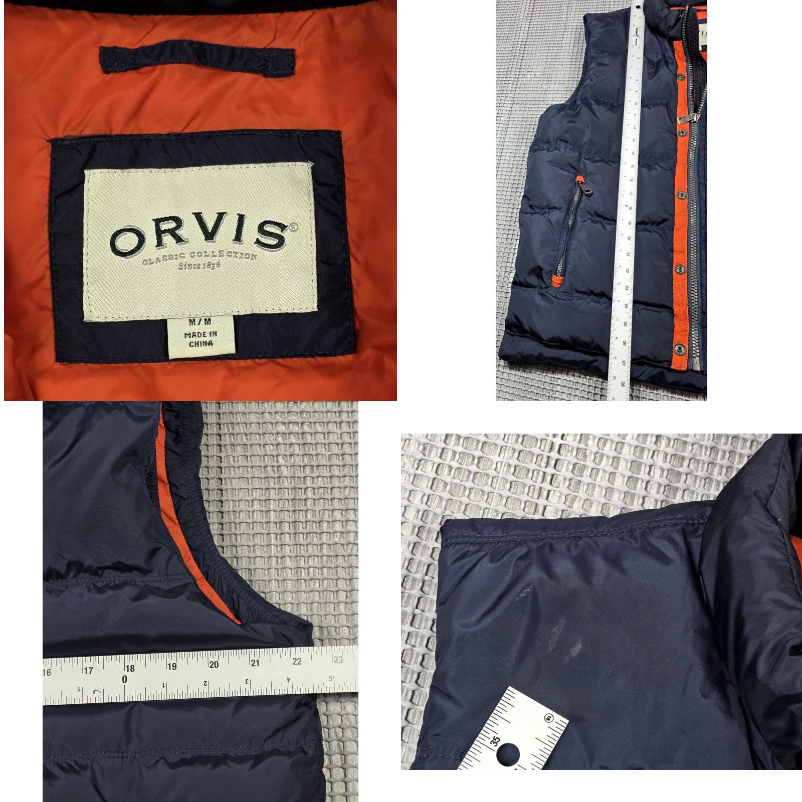 Orvis Orvis Essex Duck Down Blue Orange Quilted Puffer Vest Jacket M Adjustable waist Size US M / EU 48-50 / 2 - 10 Thumbnail