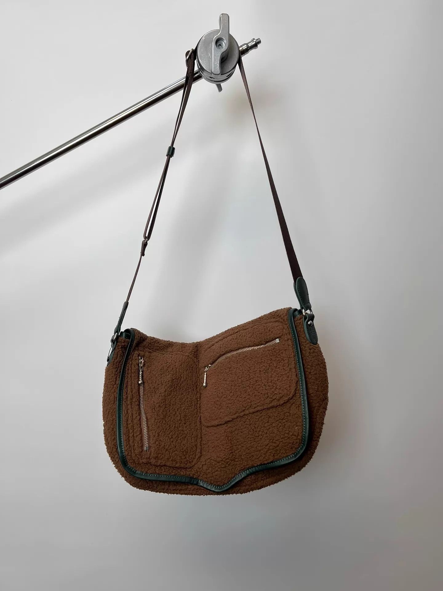 Yohji Yamamoto Yohji Yamamoto Maillard Lamb Wool Zipper Crossbody Bag Size ONE SIZE - 1 Thumbnail