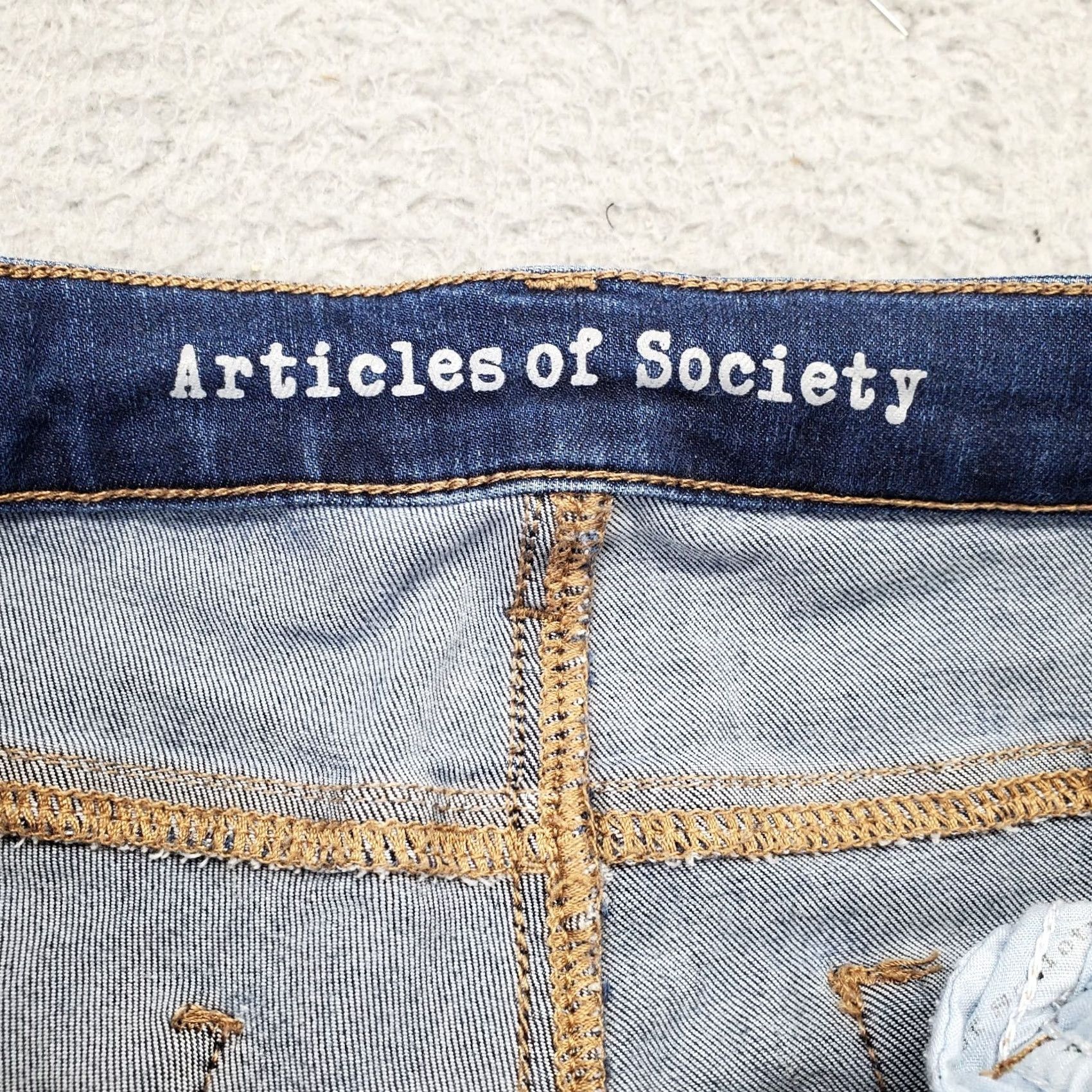 Vintage Articles of Society Jeans Womens 27 Blue Denim Flat Front Stretch Skinny Leg Jeans Size 27" / US 4 / IT 40 - 6 Thumbnail