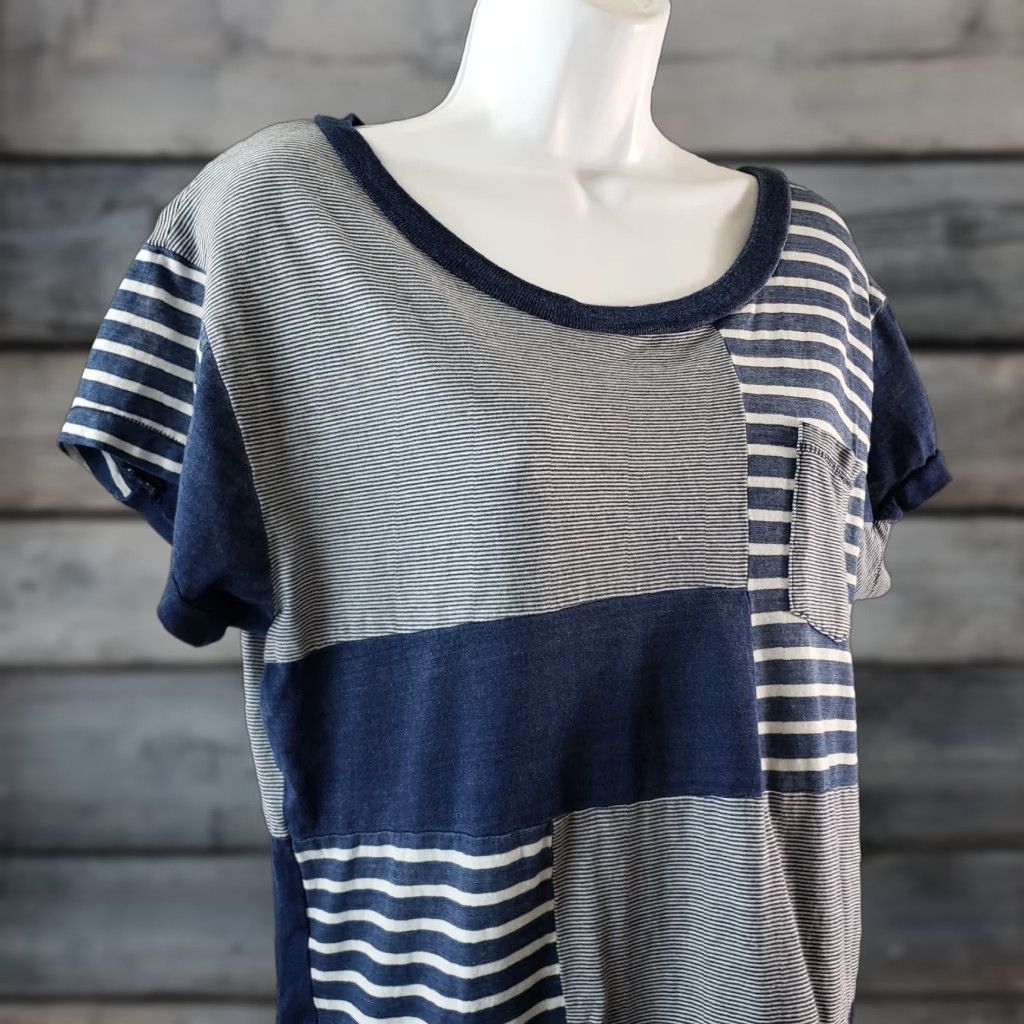 Vintage Current Elliot Womens Seamed Pocket Tee Sz 1 Indigo Patchwork Cotton Shirt Short Sleeve Pullover Casual Basic Size S / US 4 / IT 40 - 1 Thumbnail