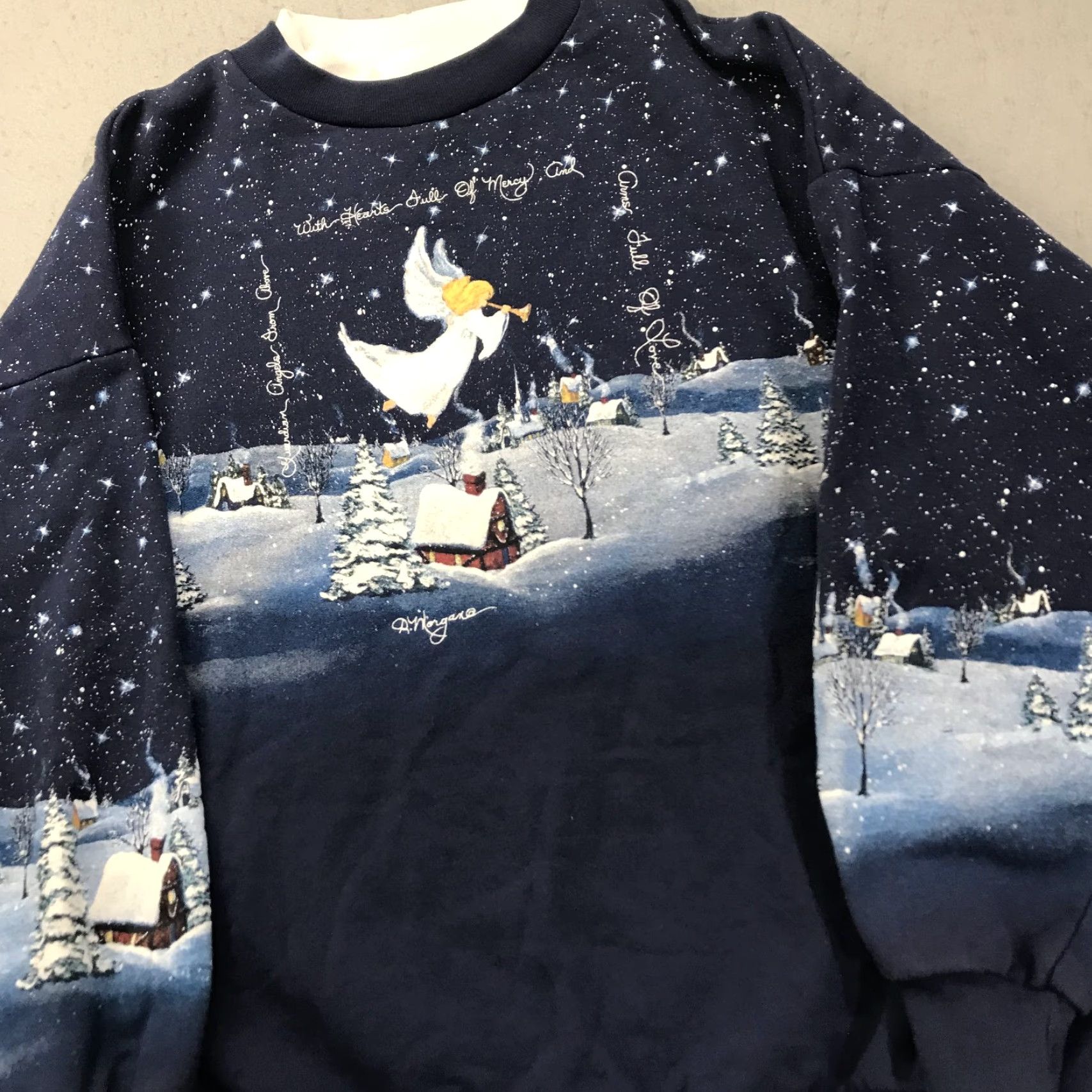 Vintage VINTAGE Artisan Sweatshirt Mens Large Blue AOP Nature Angel Christmas Crewneck Graphic Print Christmas Theme 1990s Mens Size US L / EU 52-54 / 3 - 3 Thumbnail