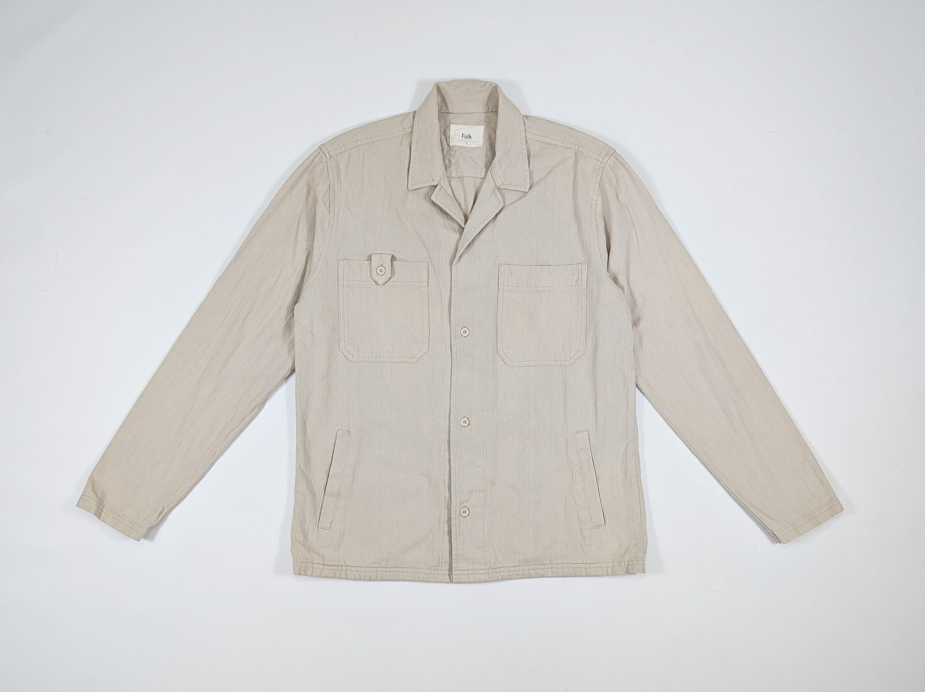 Folk Folk Beige Cotton Overshirt Size 3 M Size US M / EU 48-50 / 2 - 1 Thumbnail