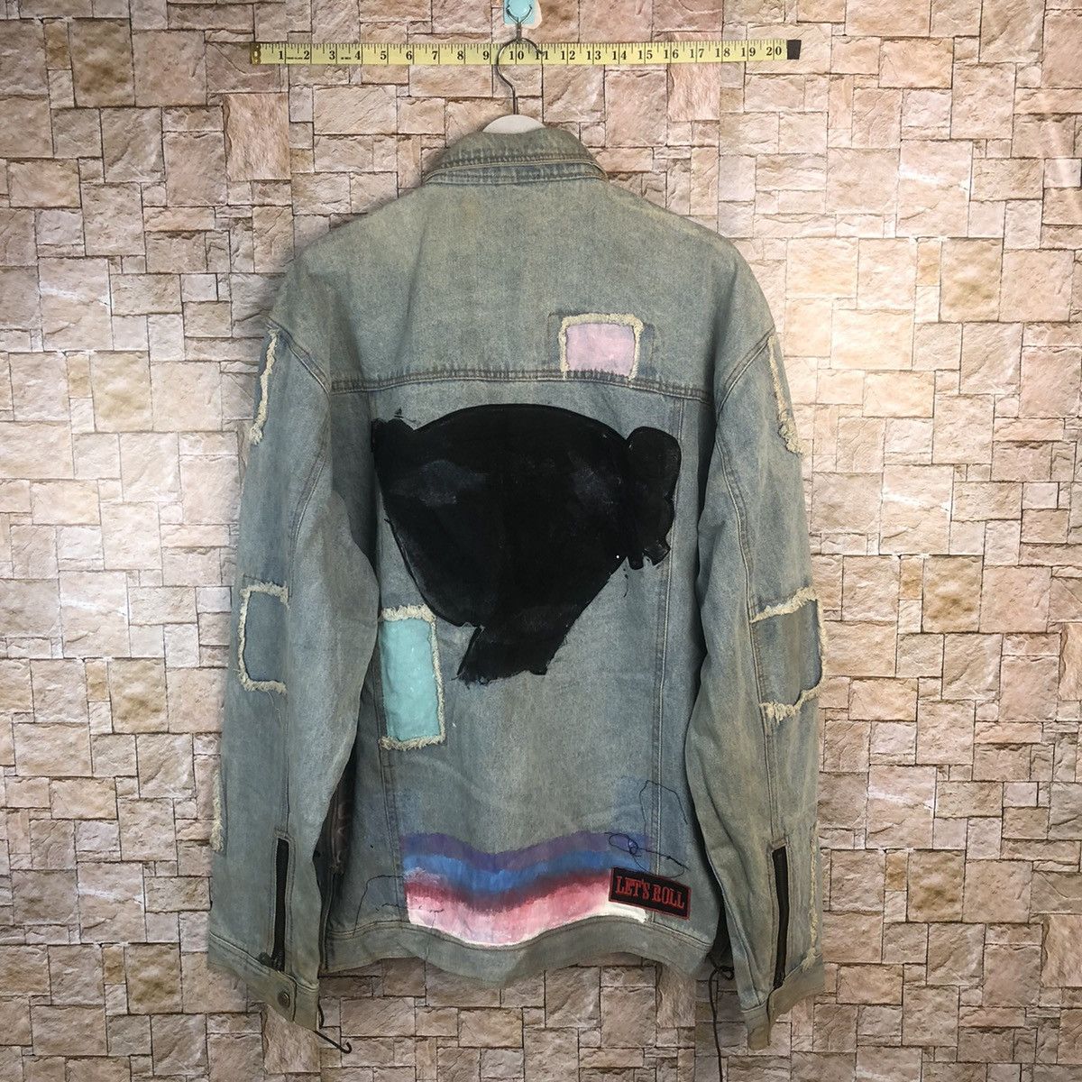 Japanese Brand Born To Wild Blue ripped patchwork Denim Jacket #A25 Size US XL / EU 56 / 4 - 14 Thumbnail