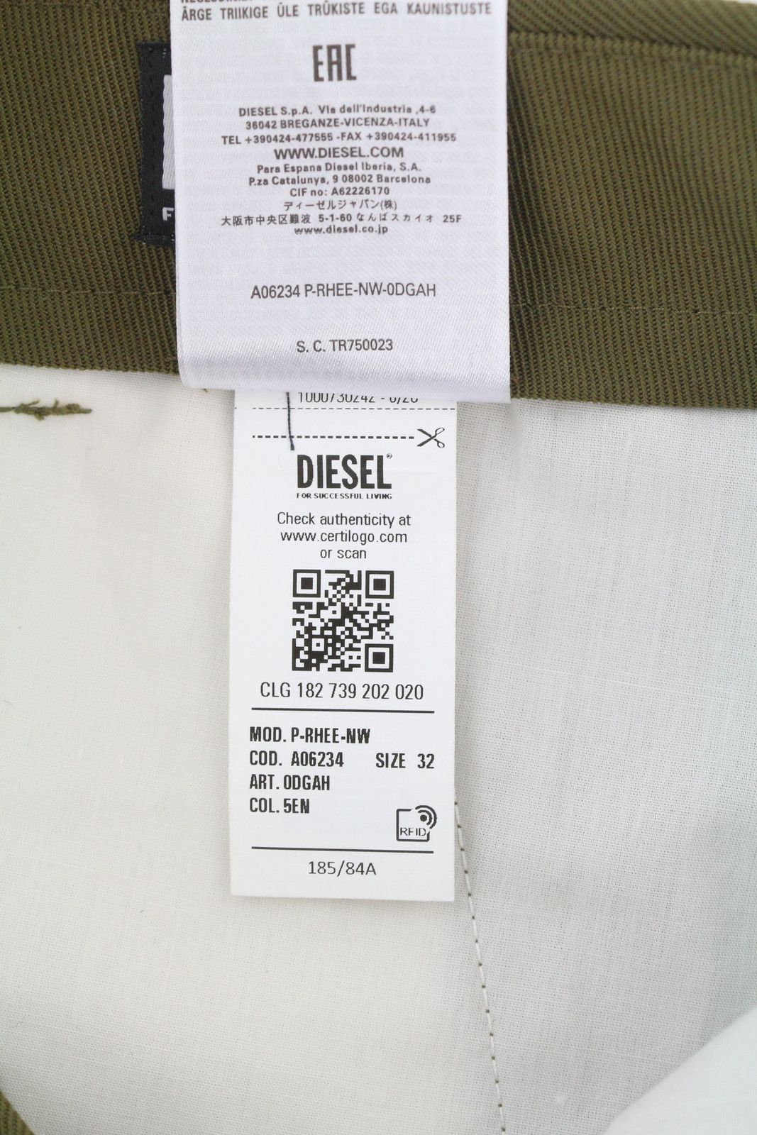 Diesel P-RHEE-NW W32 Green Wool Blend Pleated Zip Cargo 85379 Size US 32 / EU 48 - 12 Thumbnail
